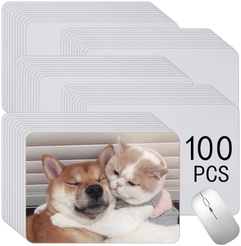 100 PCS White Mouse Pad for Heat Transfer, Bulk Mousepad for Heat Press Printing Crafts Custom Photos Non Slip Bottom 24x20x0.2CM
