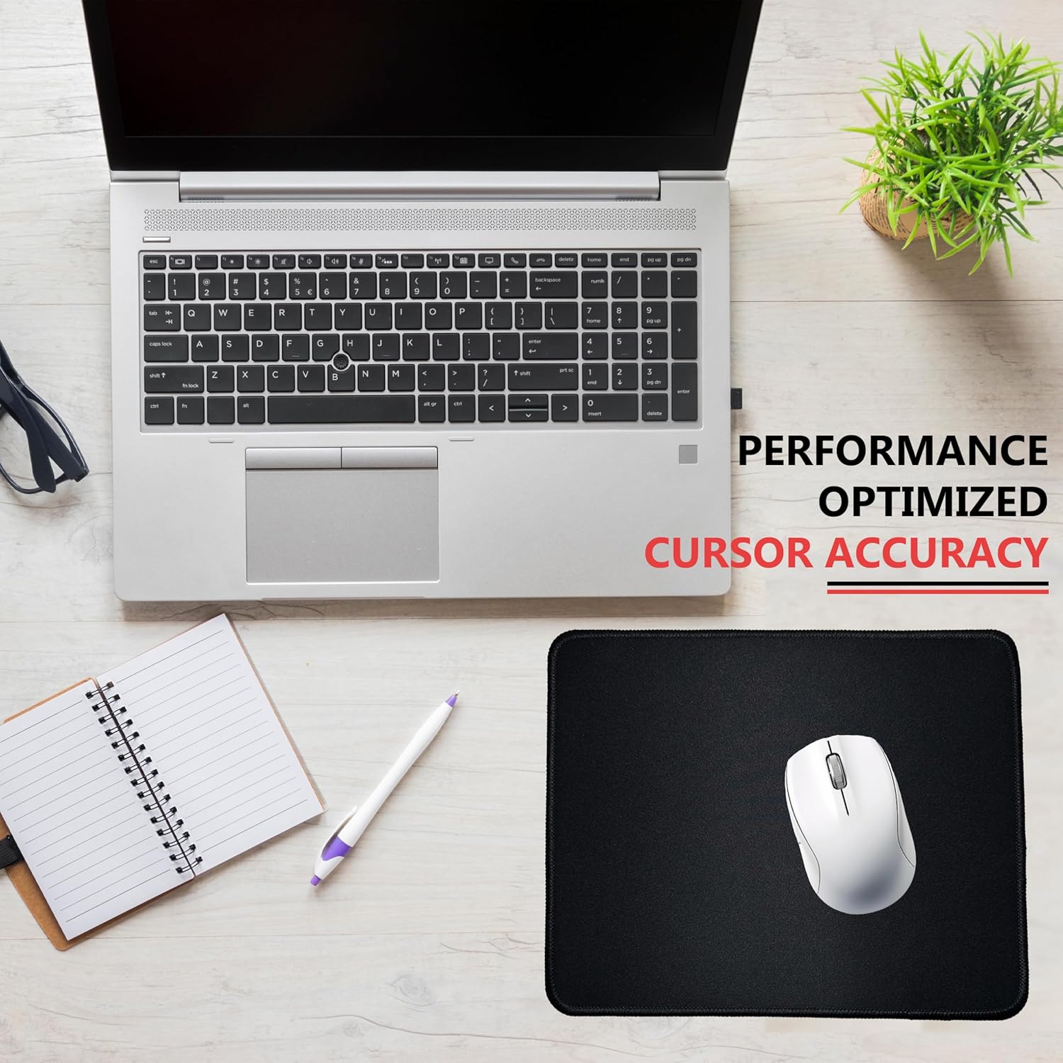 250 Pack Mouse Pad with Stitched Edge and Non-Slip Rubber Base - Large Mouse Pads for Laptop, Desktop Computers, Office, Home & Gaming, 10.3 x 8.4 in, Black - Image 2