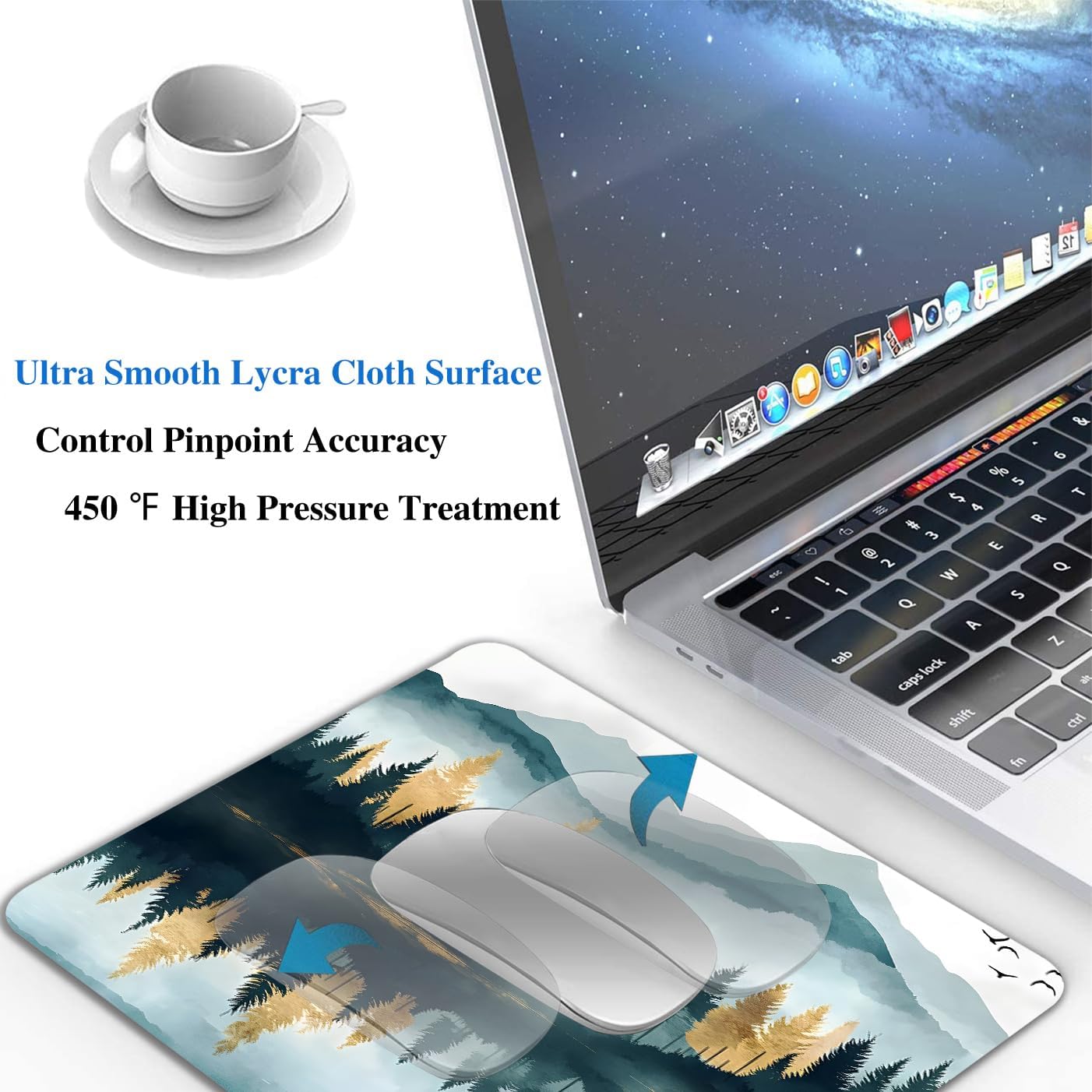 Aesthetics Misty Forest Mountain Mouse Pads for Desk, Portable Wireless Computer Mouse pad Small Design with Women, Non-Slip Rubber Base Laptop Mousepad 9.5" x 7.9" Smooth Surface for Office & Travel - Image 5