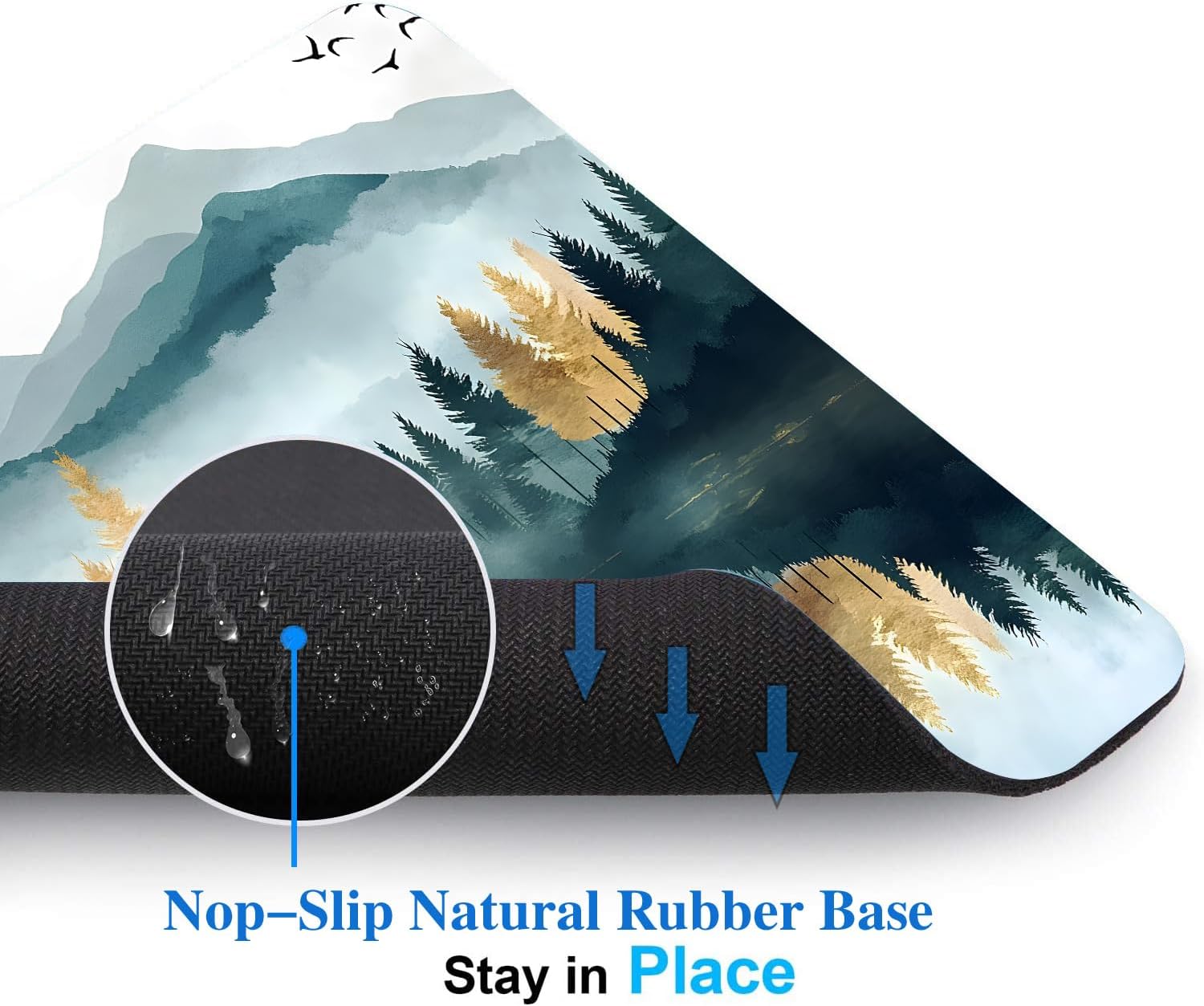 Aesthetics Misty Forest Mountain Mouse Pads for Desk, Portable Wireless Computer Mouse pad Small Design with Women, Non-Slip Rubber Base Laptop Mousepad 9.5" x 7.9" Smooth Surface for Office & Travel - Image 4