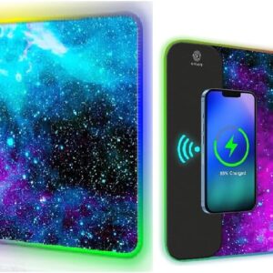 AIMSA RGB Gaming Mouse Pad and Wireless Charging RGB Mouse Mat, Large Led Mousepads Non-Slip Rubber Base with Lighting Modes, Computer Keyboard Mat Soft Desk pad