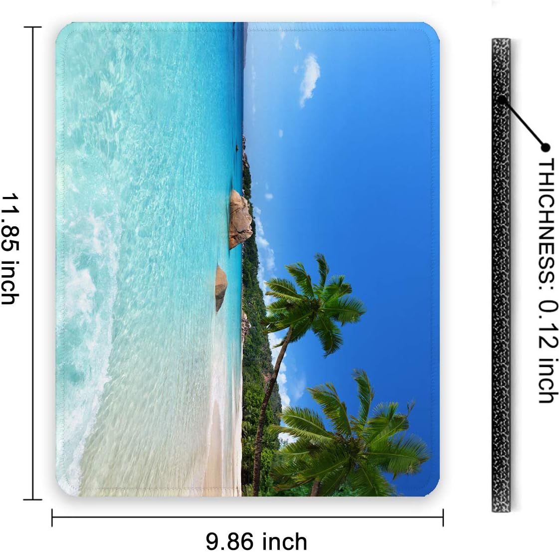 Auhoahsil Mouse Pad, 12 x 10 in Summer Beach Theme Computer Mouse Pad for Desk, Premium-Textured Non-Slip Rubber Stitched Edges Waterproof Square Gaming Mouse Mat for Gaming Work Wireless Mice, Blue - Image 7