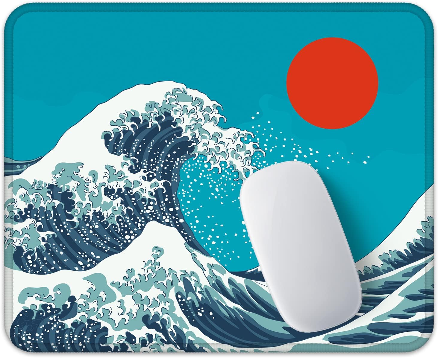 Auhoahsil Mouse Pad, 12 x 10 in Summer Beach Theme Computer Mouse Pad for Desk, Premium-Textured Non-Slip Rubber Stitched Edges Waterproof Square Gaming Mouse Mat for Gaming Work Wireless Mice, Blue - Image 17