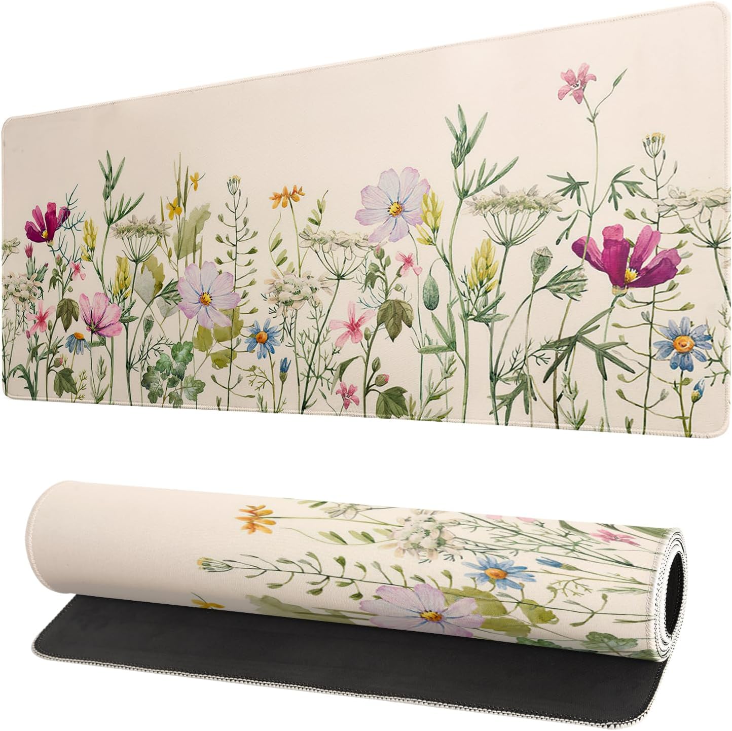 Black and White Japanese Cherry Blossom Gaming Mouse Pad Sakura Death Life Flower Mat 31.5x11.8 Inch Texture Non-Slip Rubber Base Mousepad Stitched Edges Keyboard Desk Pad for Office Home Game - Image 10