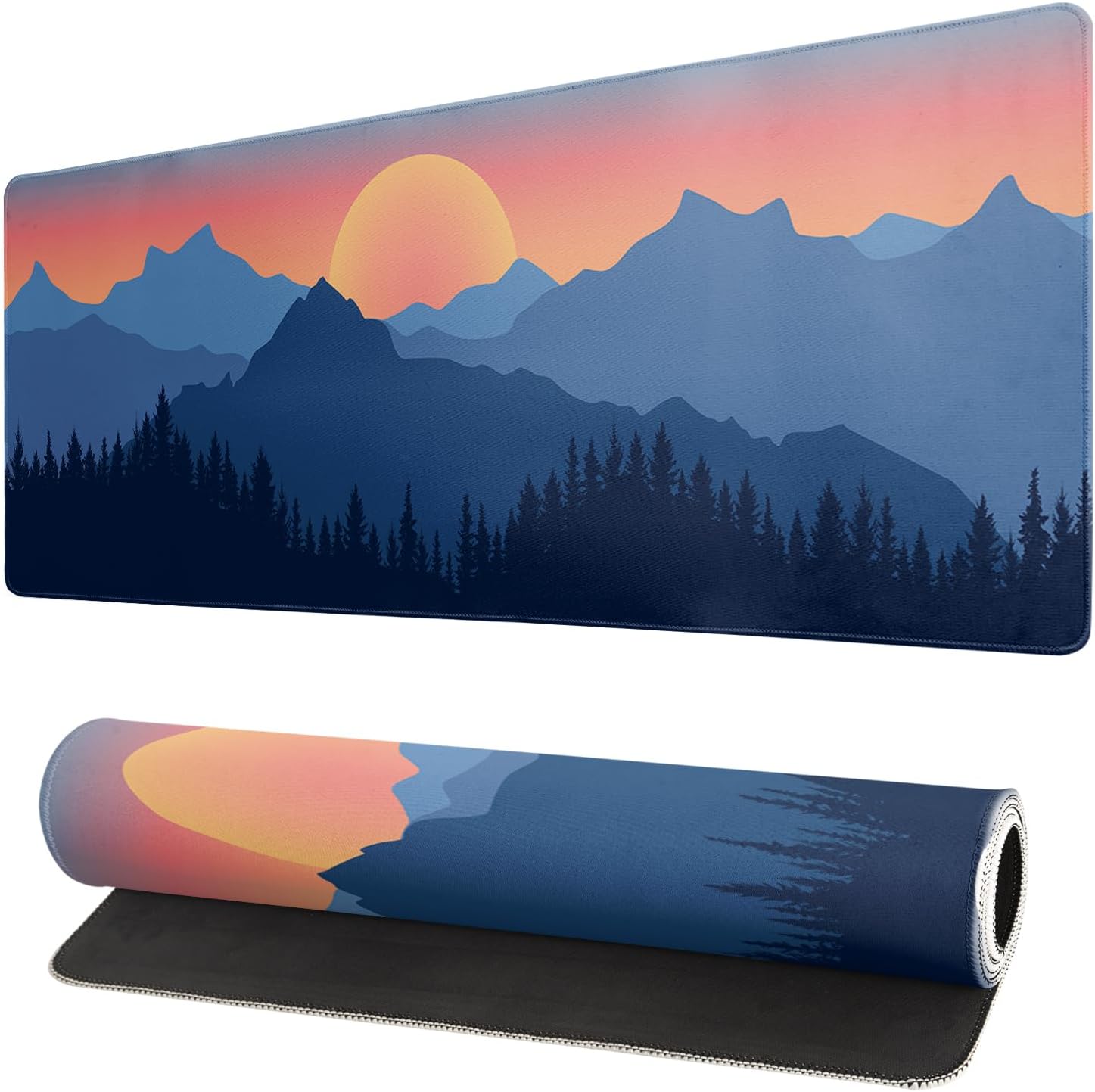 Black and White Japanese Cherry Blossom Gaming Mouse Pad Sakura Death Life Flower Mat 31.5x11.8 Inch Texture Non-Slip Rubber Base Mousepad Stitched Edges Keyboard Desk Pad for Office Home Game - Image 21