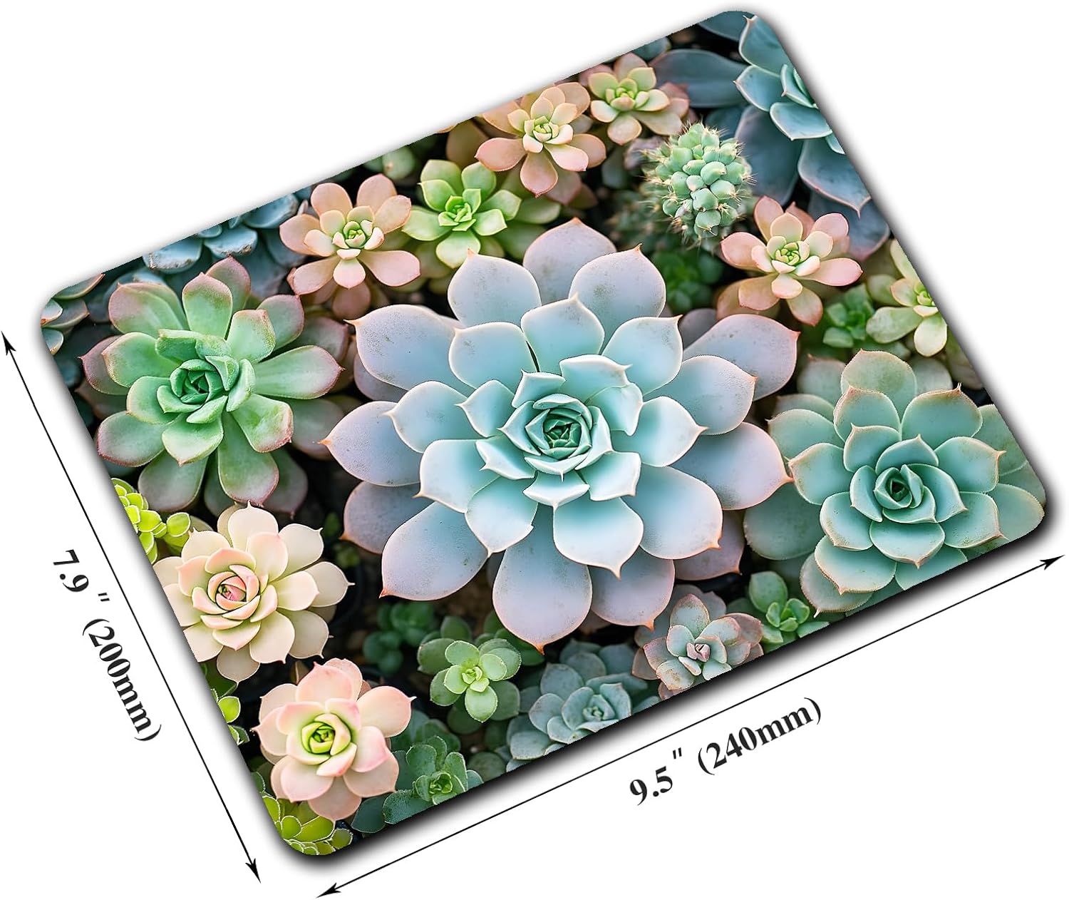 Cute Succulent Plants Mouse Pads for Desk, Portable Wireless Computer Mouse pad Small Design with Women, Non-Slip Rubber Base Laptop Mousepad 9.5" x 7.9" Smooth Surface for Office & Travel - Image 2