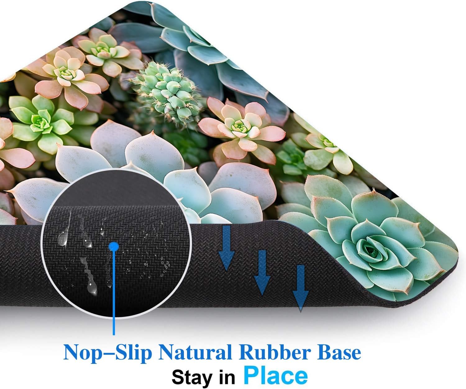 Cute Succulent Plants Mouse Pads for Desk, Portable Wireless Computer Mouse pad Small Design with Women, Non-Slip Rubber Base Laptop Mousepad 9.5" x 7.9" Smooth Surface for Office & Travel - Image 4