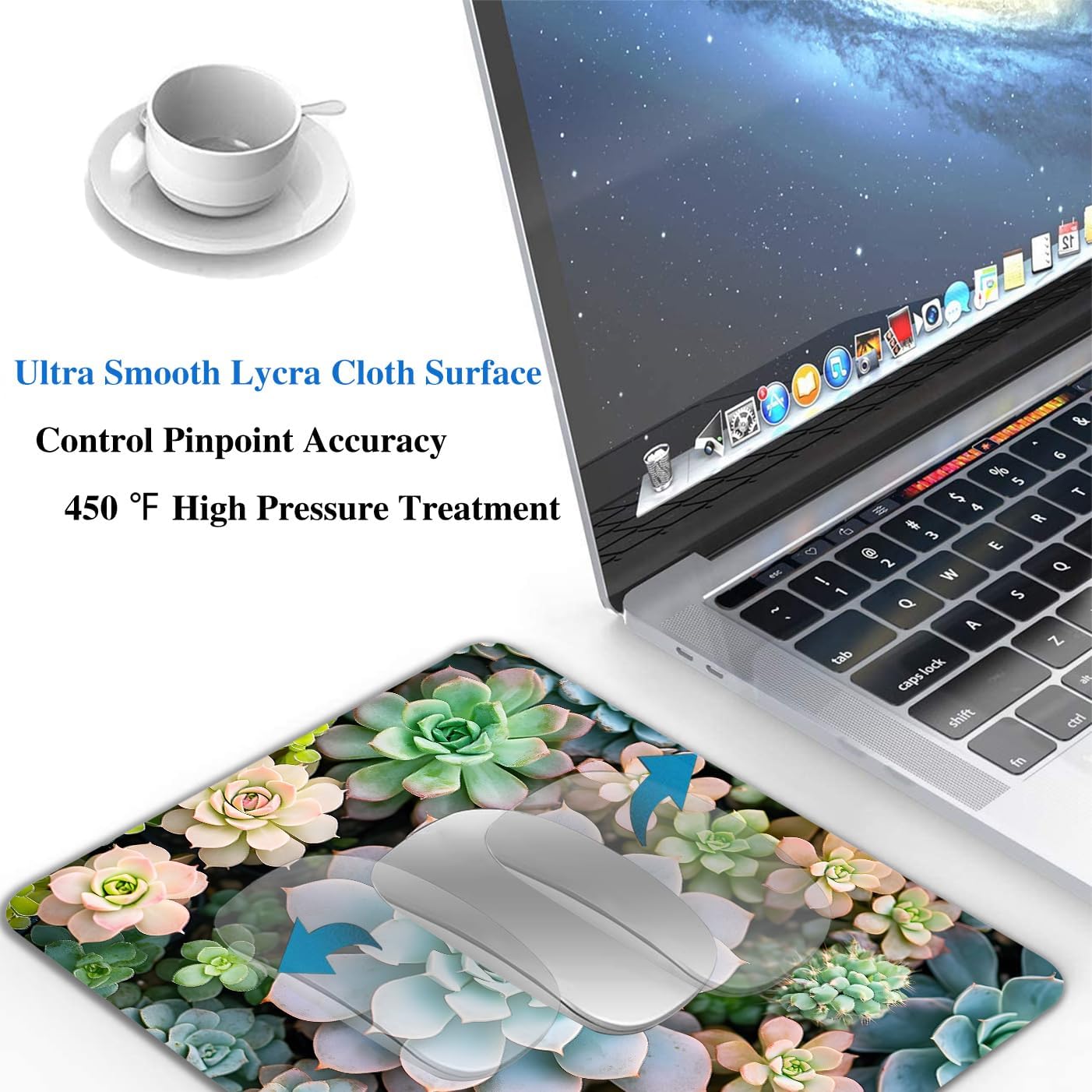 Cute Succulent Plants Mouse Pads for Desk, Portable Wireless Computer Mouse pad Small Design with Women, Non-Slip Rubber Base Laptop Mousepad 9.5" x 7.9" Smooth Surface for Office & Travel - Image 5