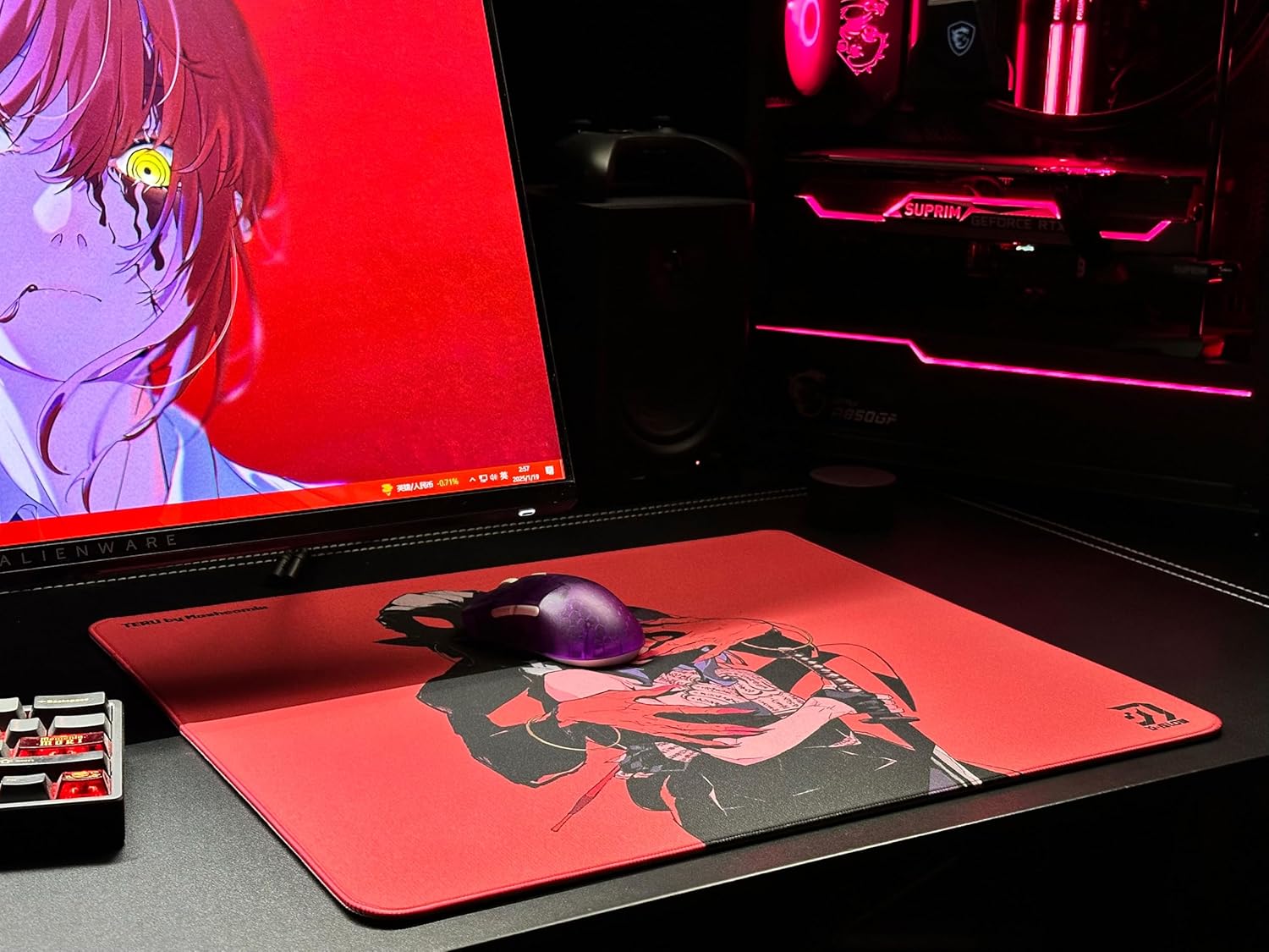 D-Glow x TERU REN Cloth Smooth Glide Gaming Mouse Pad with Strong Stopping Power, XL Size 490 x 420 x 4mm, Stitched Edges, Sweat-Resistant Poron Base Gaming Mousepad for Gaming and Office - Image 6