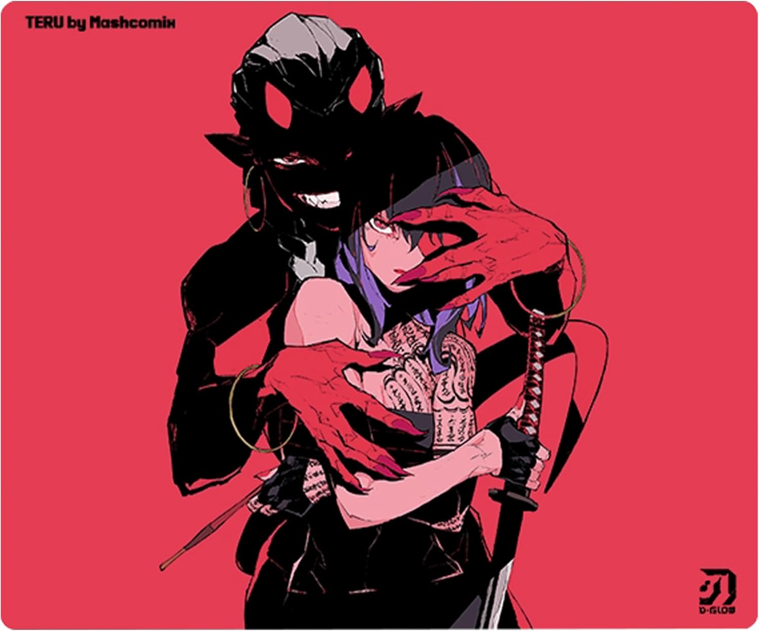 D-Glow x TERU REN Cloth Smooth Glide Gaming Mouse Pad with Strong Stopping Power, XL Size 490 x 420 x 4mm, Stitched Edges, Sweat-Resistant Poron Base Gaming Mousepad for Gaming and Office