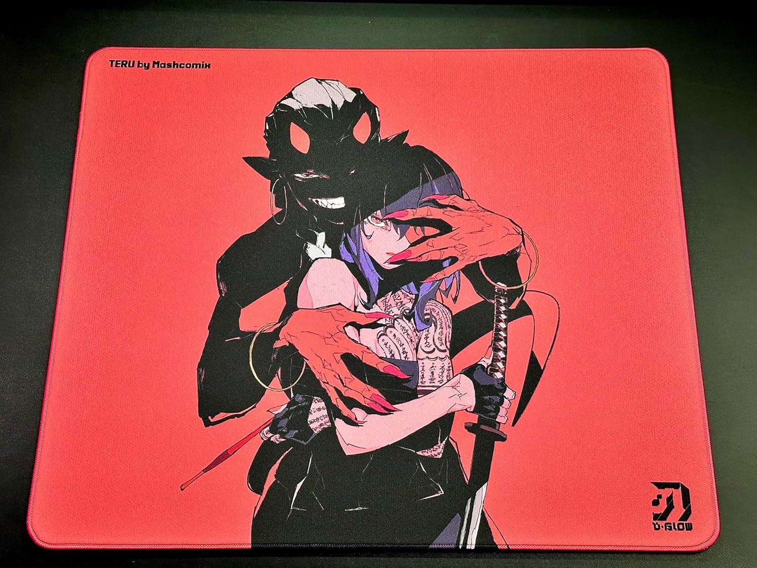 D-Glow x TERU REN Cloth Smooth Glide Gaming Mouse Pad with Strong Stopping Power, XL Size 490 x 420 x 4mm, Stitched Edges, Sweat-Resistant Poron Base Gaming Mousepad for Gaming and Office - Image 7