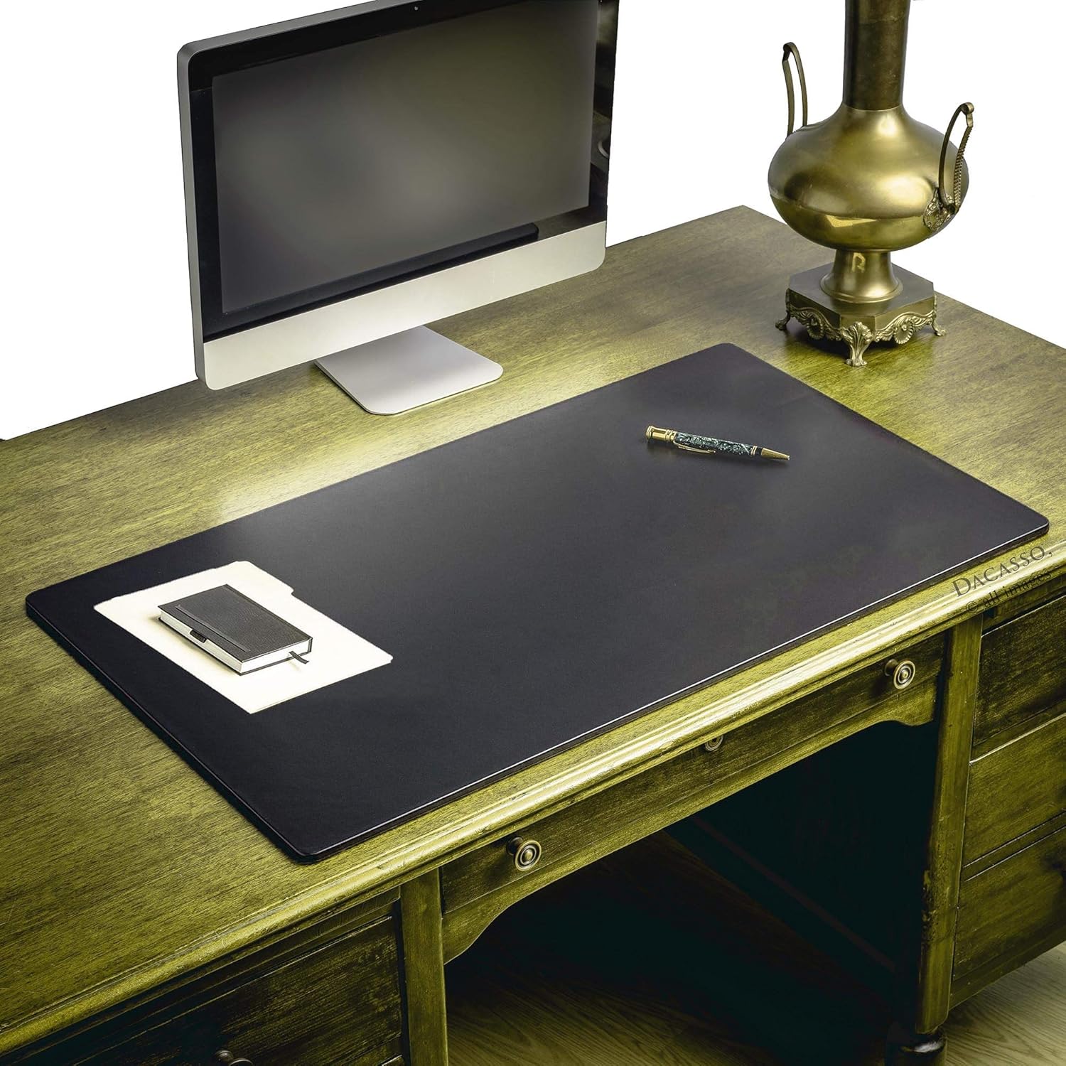 Dacasso Black Leather Desk Mat/Desk Pad/Gaming Pad/Mouse Pad/Desk Protector, 38" x 24", PR-1011