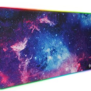 ENHANCE XXXL LED Computer Desk Mat - Illuminated 3XL Large Mouse Mat (48x24 Mouse Pad) Gaming Mouse Pad, Extended Table Desk Pad with Smooth Tracking Surface, and Non-Slip Rubber Grip - Galaxy