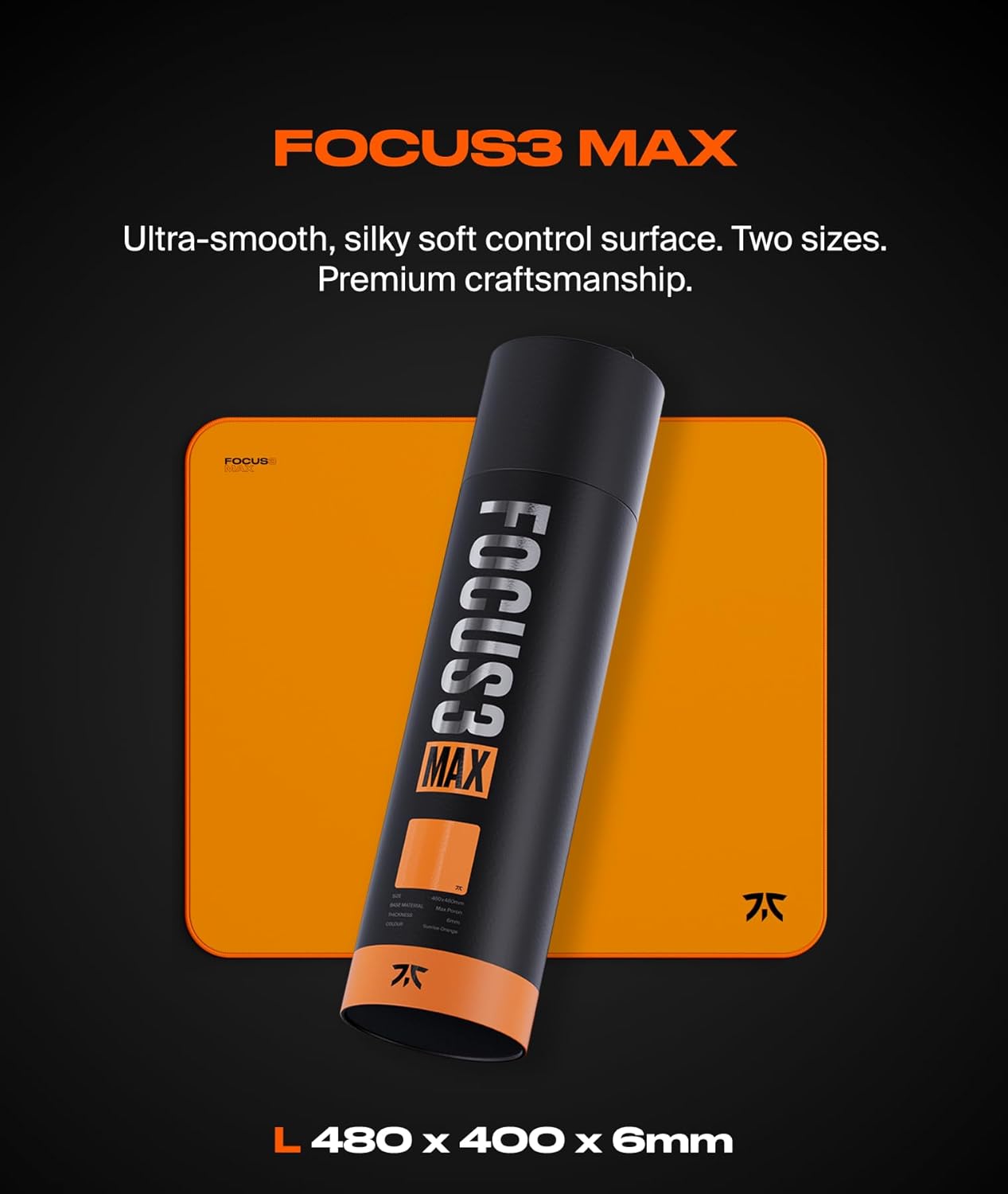 Fnatic MAX FOCUS3 L Pro Gaming Mouse Pad, Sunrise Orange Smooth Cloth Control Surface, Water Resistant Coating, with Non-Slip PORON Foam Base & Micro-Knit Stitched Edges (Size 18.9" x 15.85" x 0.24") - Image 7