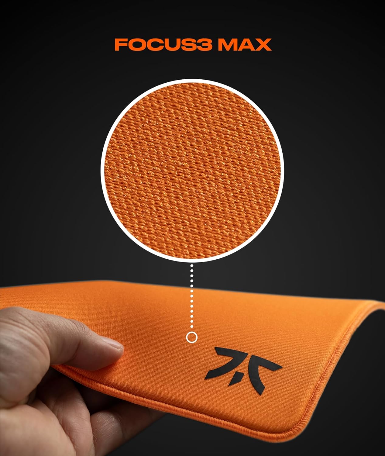 Fnatic MAX FOCUS3 L Pro Gaming Mouse Pad, Sunrise Orange Smooth Cloth Control Surface, Water Resistant Coating, with Non-Slip PORON Foam Base & Micro-Knit Stitched Edges (Size 18.9" x 15.85" x 0.24") - Image 5