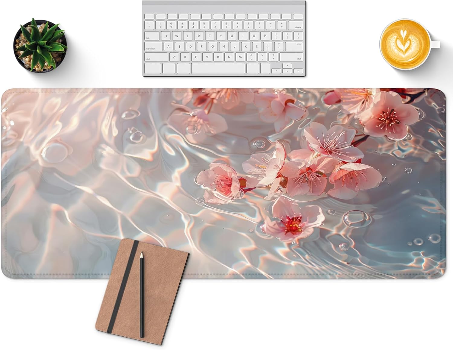 FTSYAD Large Computer Mouse Pad with Non-Slip Base for Desktop, Cute Gaming Mouse Mat with Stitched Edges, Long Extended Anime Mousepad for Laptop, 31.5 x 11.8 inches (Pink Cherry Blossoms) - Image 8