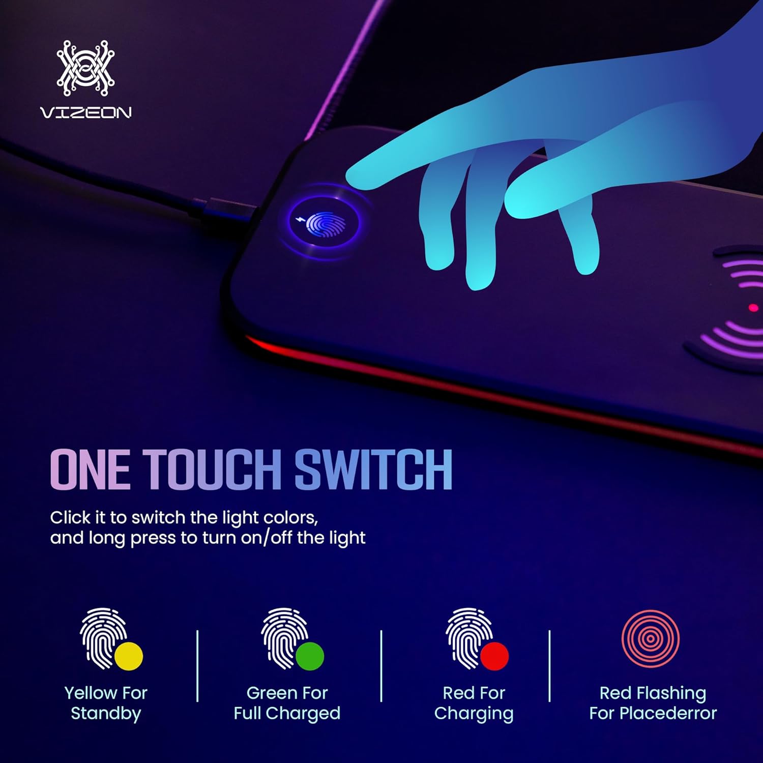 Genesis Gaming Mouse Pad - 300x800x4mm Water-Resistant Durable Desk Mat for Keyboard and Mouse - Non Slip Rubber Base RGB Mousepad with Wireless Charging Station - Black - Image 6