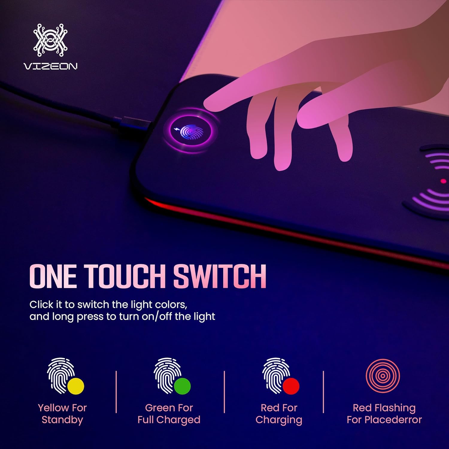 Genesis Gaming Mouse Pad - 300x800x4mm Water-Resistant Durable Desk Mat for Keyboard and Mouse - Non Slip Rubber Base RGB Mousepad with Wireless Charging Station - Pink - Image 6