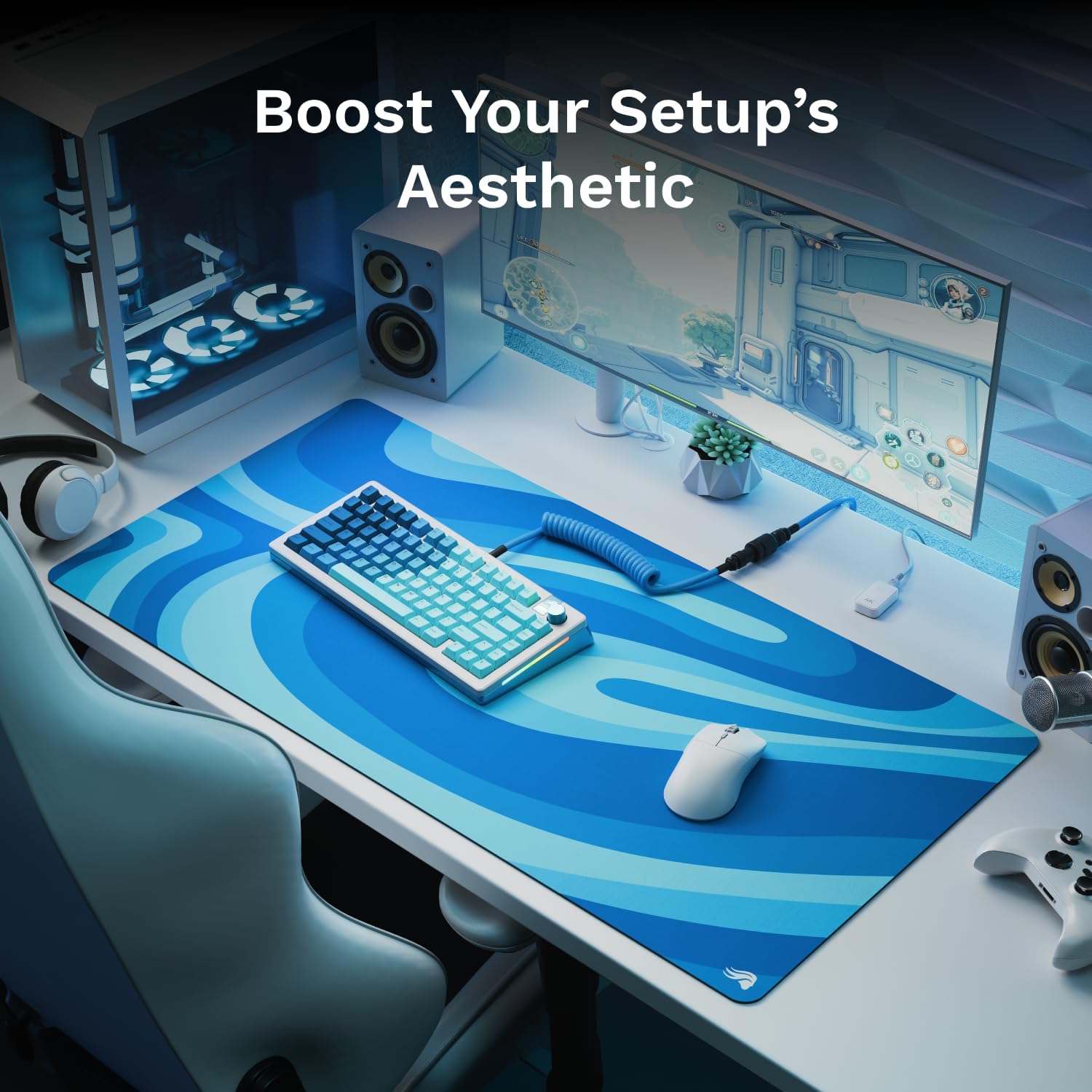 Glorious Gaming Mouse Pad GMP 2 - Ocean - XXL - Spill-Proof Mouse Pad, Optimised for Gaming Sensors, Balanced Surface for Speed & Control, Anti-fray Edges - 915mm x 460mm x 3mm - 2XL Desk Mat - Image 4