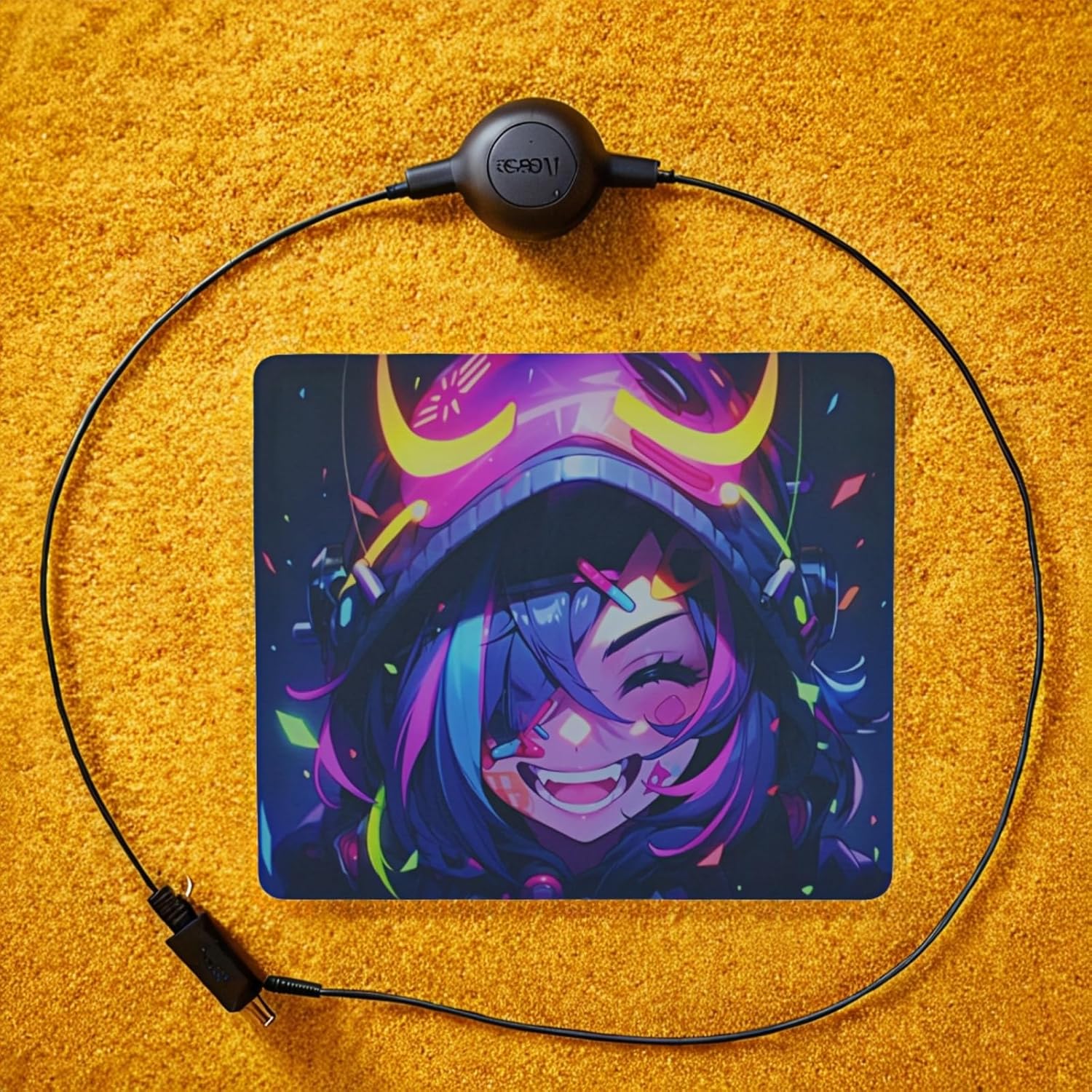 HOUHANG Anime Pattern Electronic Sports Mouse Pad Tempered Glass Surface, (14in*12in) Smooth, Non Slip PU Rubber Back, Stable, is a Wave Mouse pad。 (25883) - Image 3