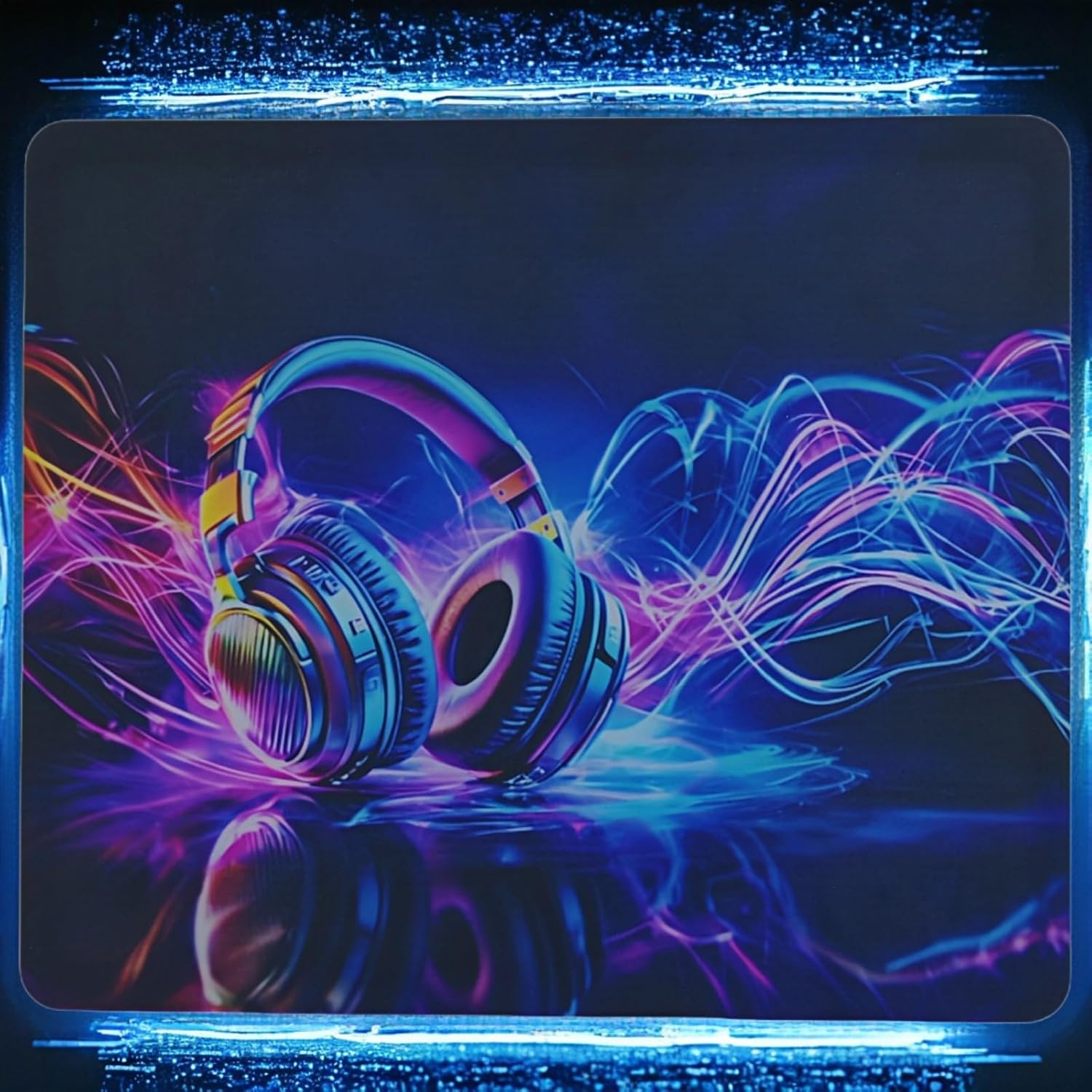 HOUHANG Anime Pattern Electronic Sports Mouse Pad Tempered Glass Surface, (14in*12in) Smooth, Non Slip PU Rubber Back, Stable, is a Wave Mouse pad。 (25883) - Image 9