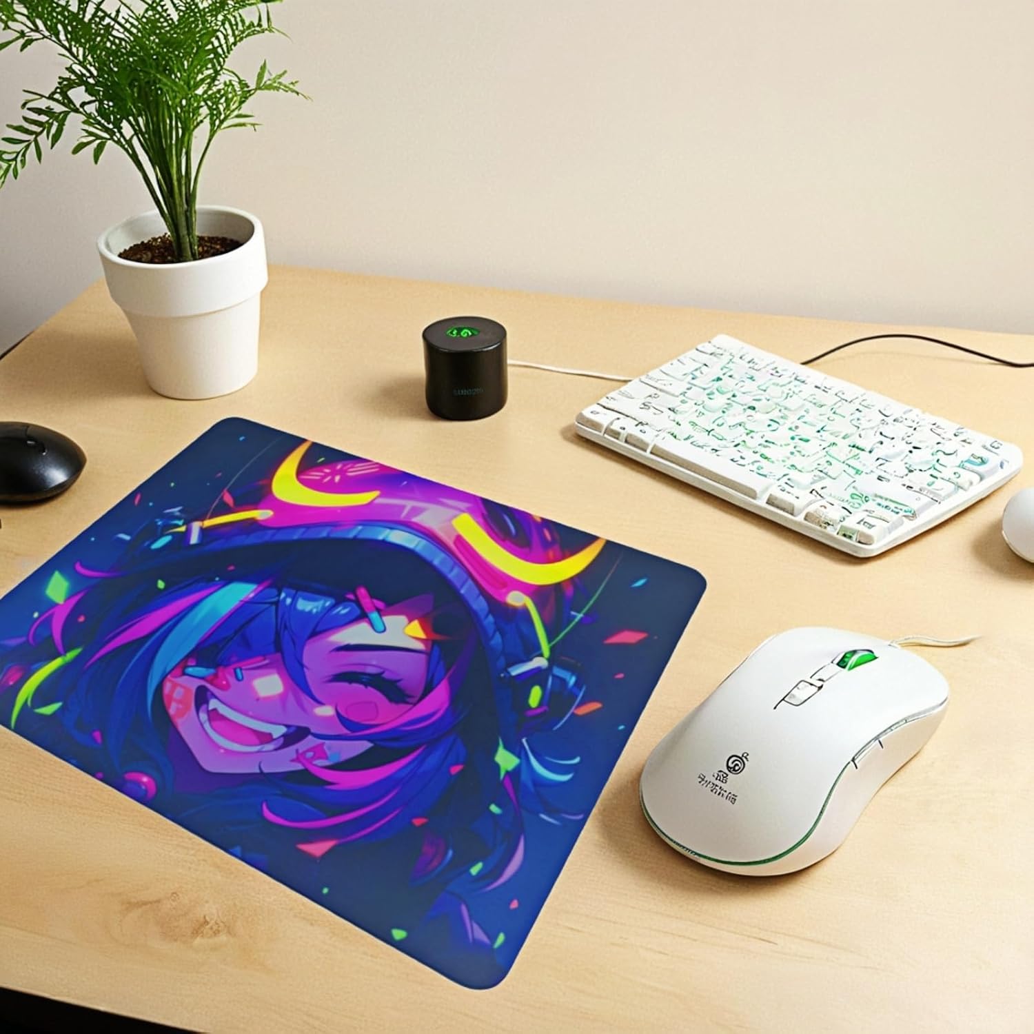 HOUHANG Anime Pattern Electronic Sports Mouse Pad Tempered Glass Surface, (14in*12in) Smooth, Non Slip PU Rubber Back, Stable, is a Wave Mouse pad。 (25883) - Image 5