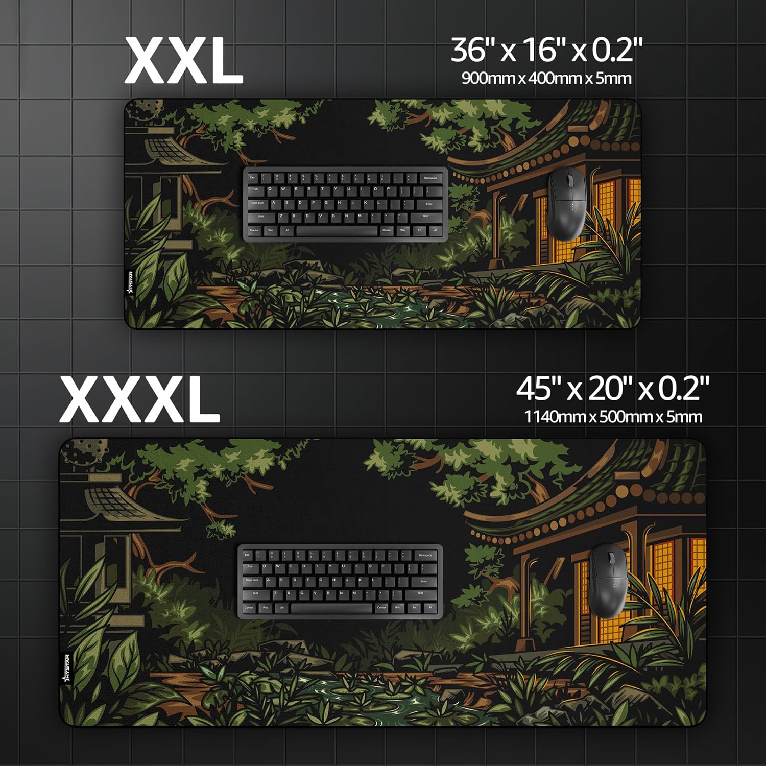 Hystar® Extended Gaming Mouse Pad | 5mm Thick, Waterproof Surface, Smooth Polyester Fabric, and Natural Rubber Base | Midori (XXXL 45" x 20") - Image 7