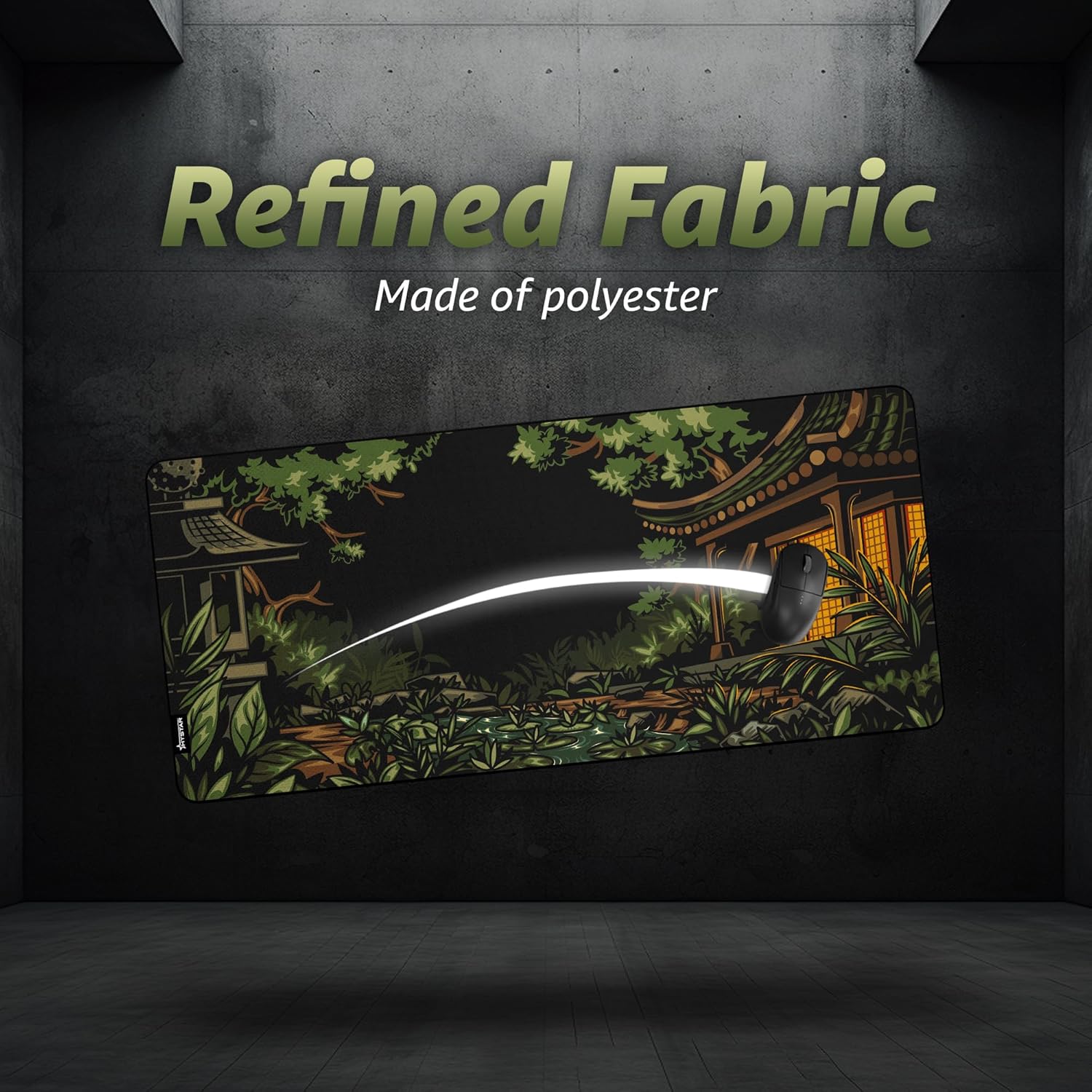 Hystar® Extended Gaming Mouse Pad | 5mm Thick, Waterproof Surface, Smooth Polyester Fabric, and Natural Rubber Base | Midori (XXXL 45" x 20") - Image 3