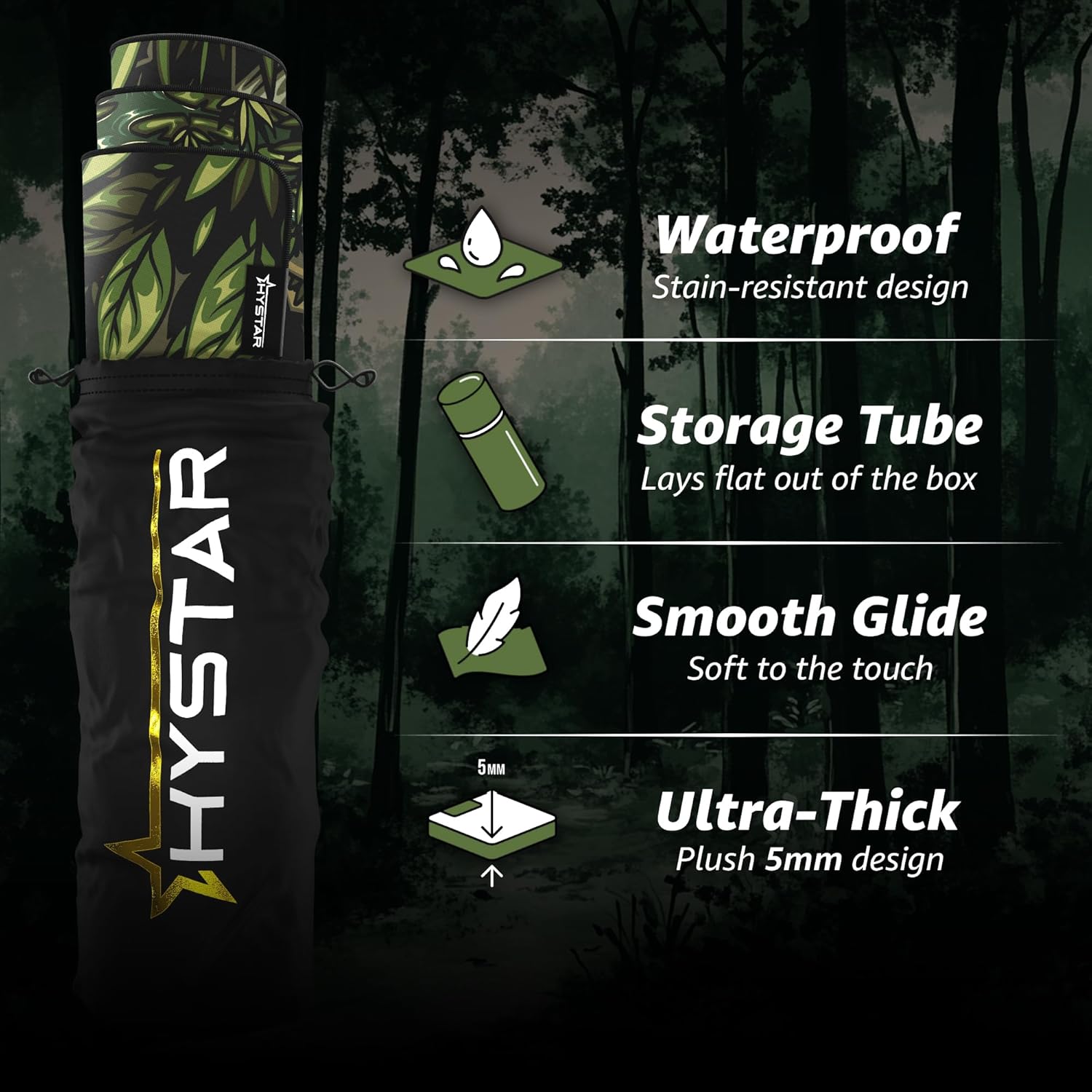 Hystar® Extended Gaming Mouse Pad | 5mm Thick, Waterproof Surface, Smooth Polyester Fabric, and Natural Rubber Base | Midori (XXXL 45" x 20") - Image 2