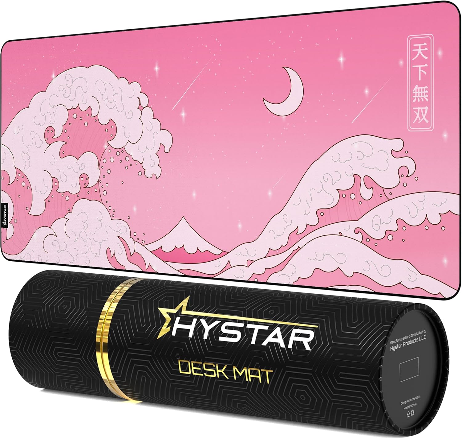 Hystar® Extended Gaming Mouse Pad | XXXL 45" x 20" | 5mm Thick, Waterproof Surface, Smooth Polyester Fabric, and Natural Rubber Base | Kawaii Wave