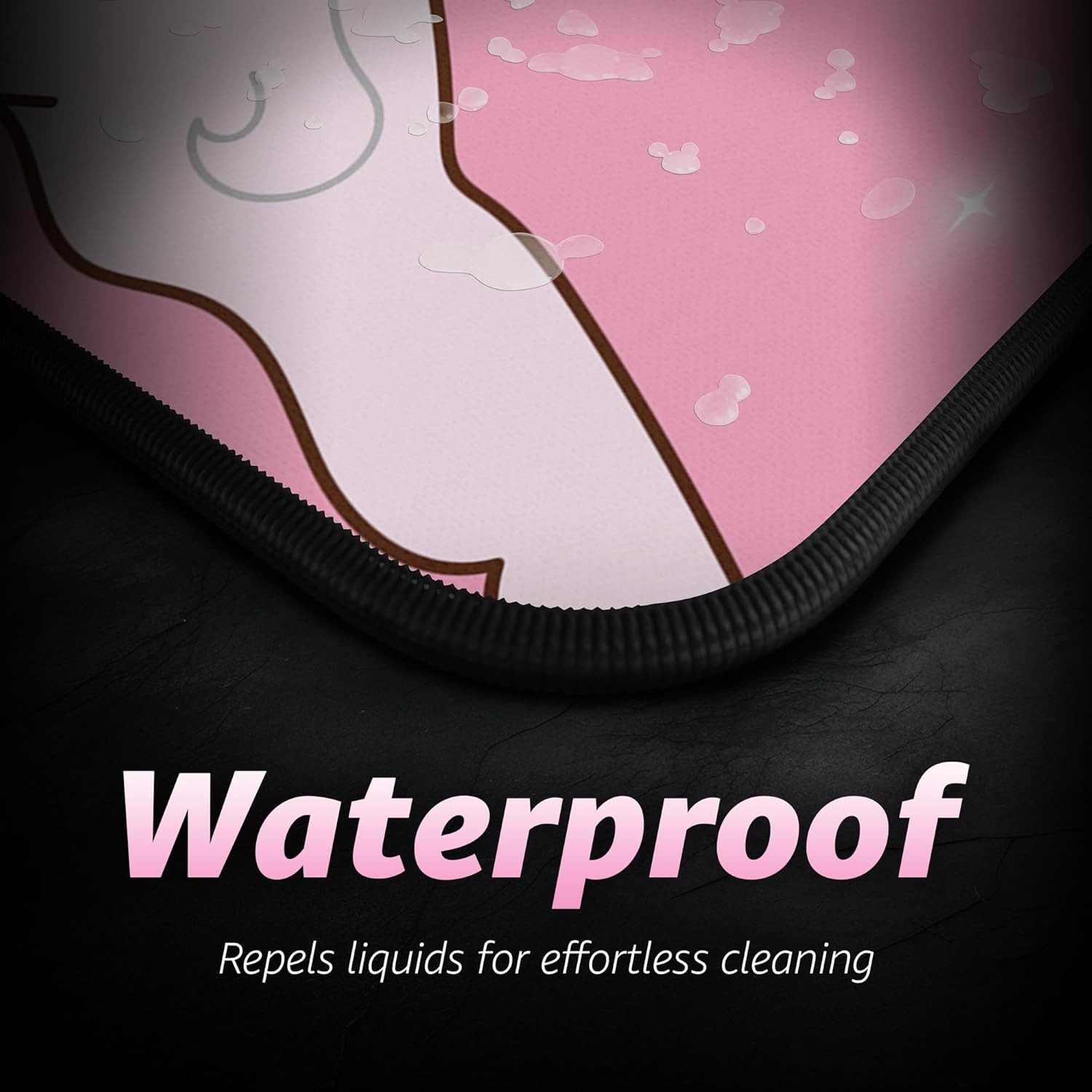 Hystar® Extended Gaming Mouse Pad | XXXL 45" x 20" | 5mm Thick, Waterproof Surface, Smooth Polyester Fabric, and Natural Rubber Base | Kawaii Wave - Image 4