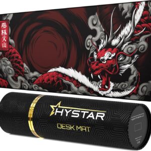 Hystar Extended Gaming Mouse Pad | XXXL 45" x 20" | 5mm Thick, Waterproof Surface, Smooth Polyester Fabric, and Natural Rubber Base | Mythic Dragon