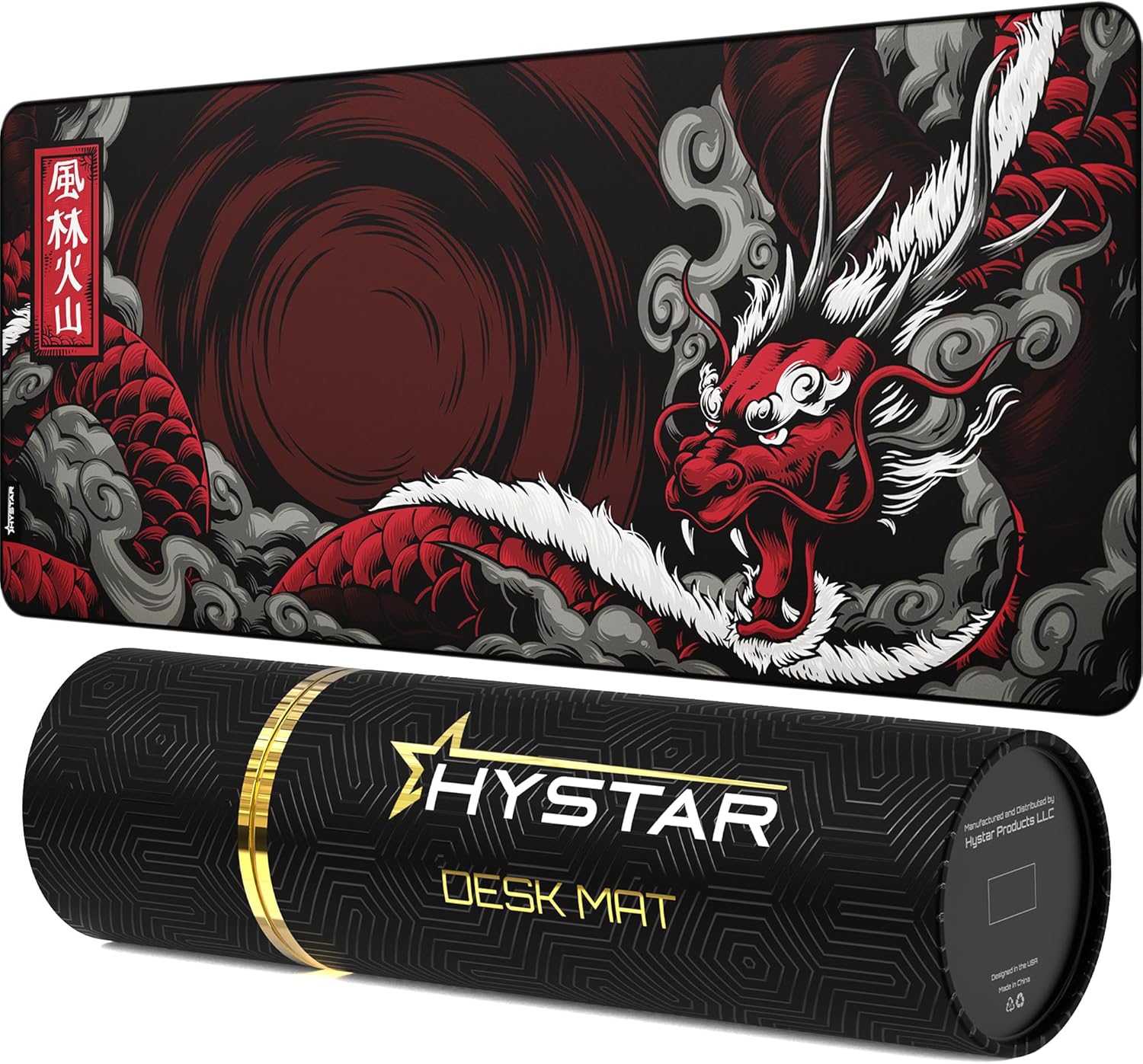 Hystar Extended Gaming Mouse Pad | XXXL 45" x 20" | 5mm Thick, Waterproof Surface, Smooth Polyester Fabric, and Natural Rubber Base | Mythic Dragon