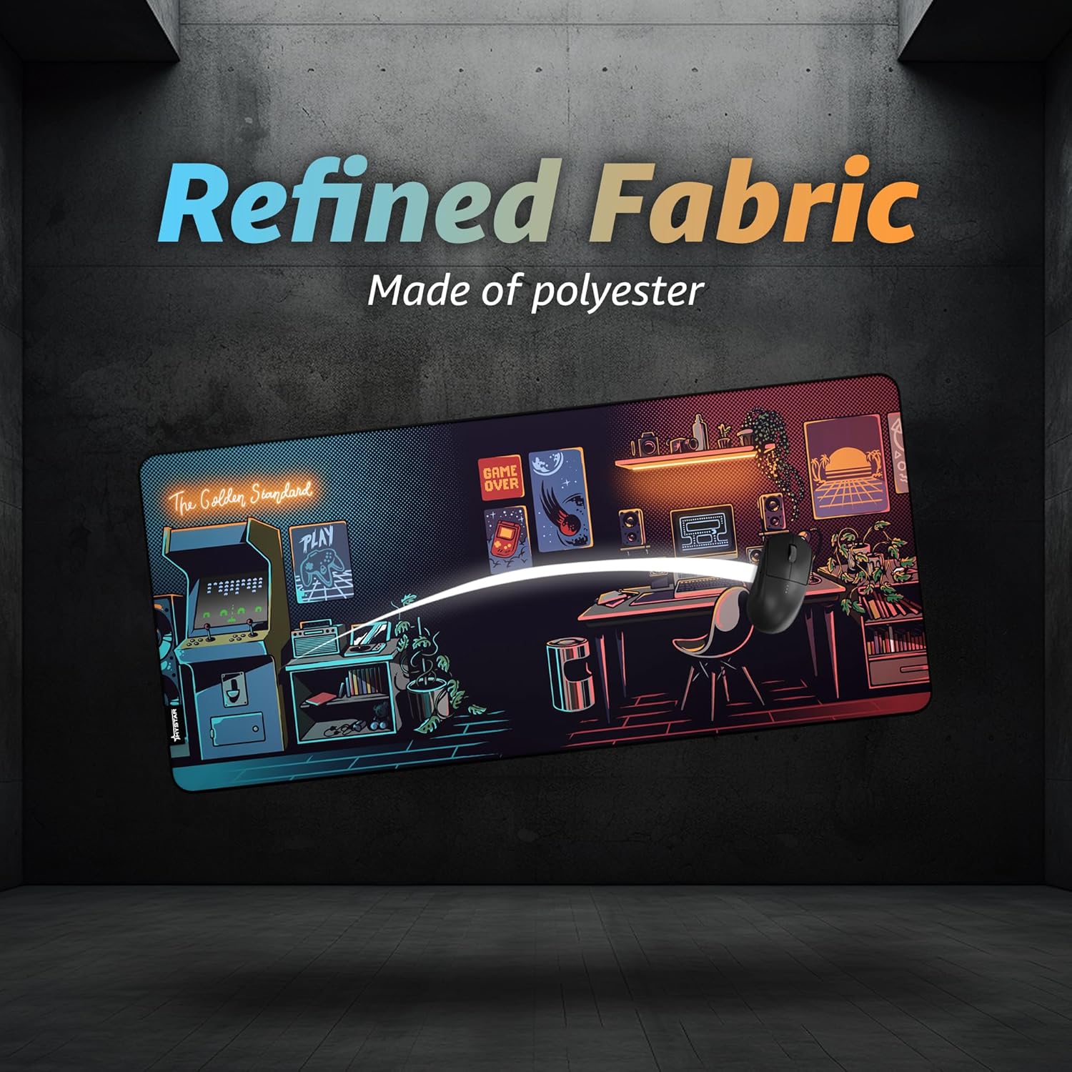 Hystar® Extended Gaming Mouse Pad | XXXL 45" x 20" | 5mm Thick, Waterproof Surface, Smooth Polyester Fabric, and Natural Rubber Base | Nostalgia - Image 3