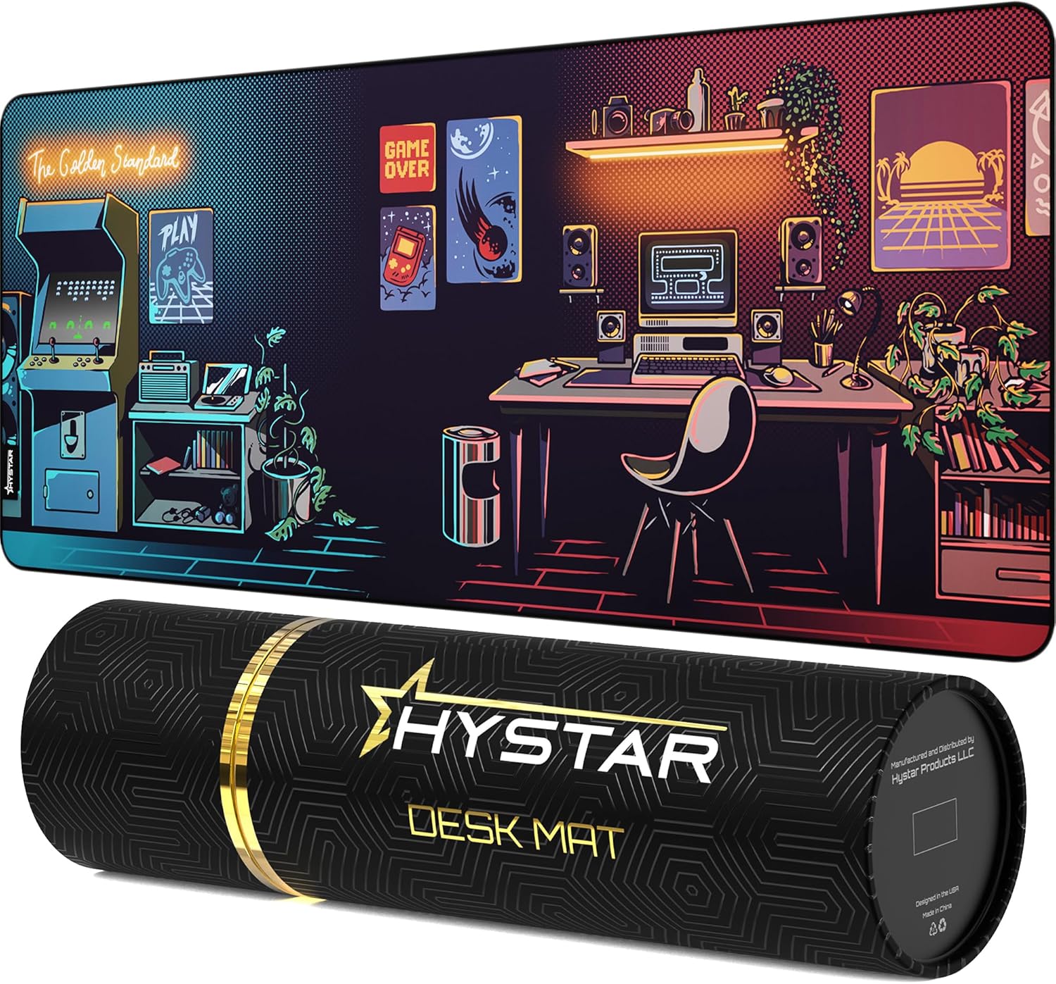 Hystar® Extended Gaming Mouse Pad | XXXL 45" x 20" | 5mm Thick, Waterproof Surface, Smooth Polyester Fabric, and Natural Rubber Base | Nostalgia