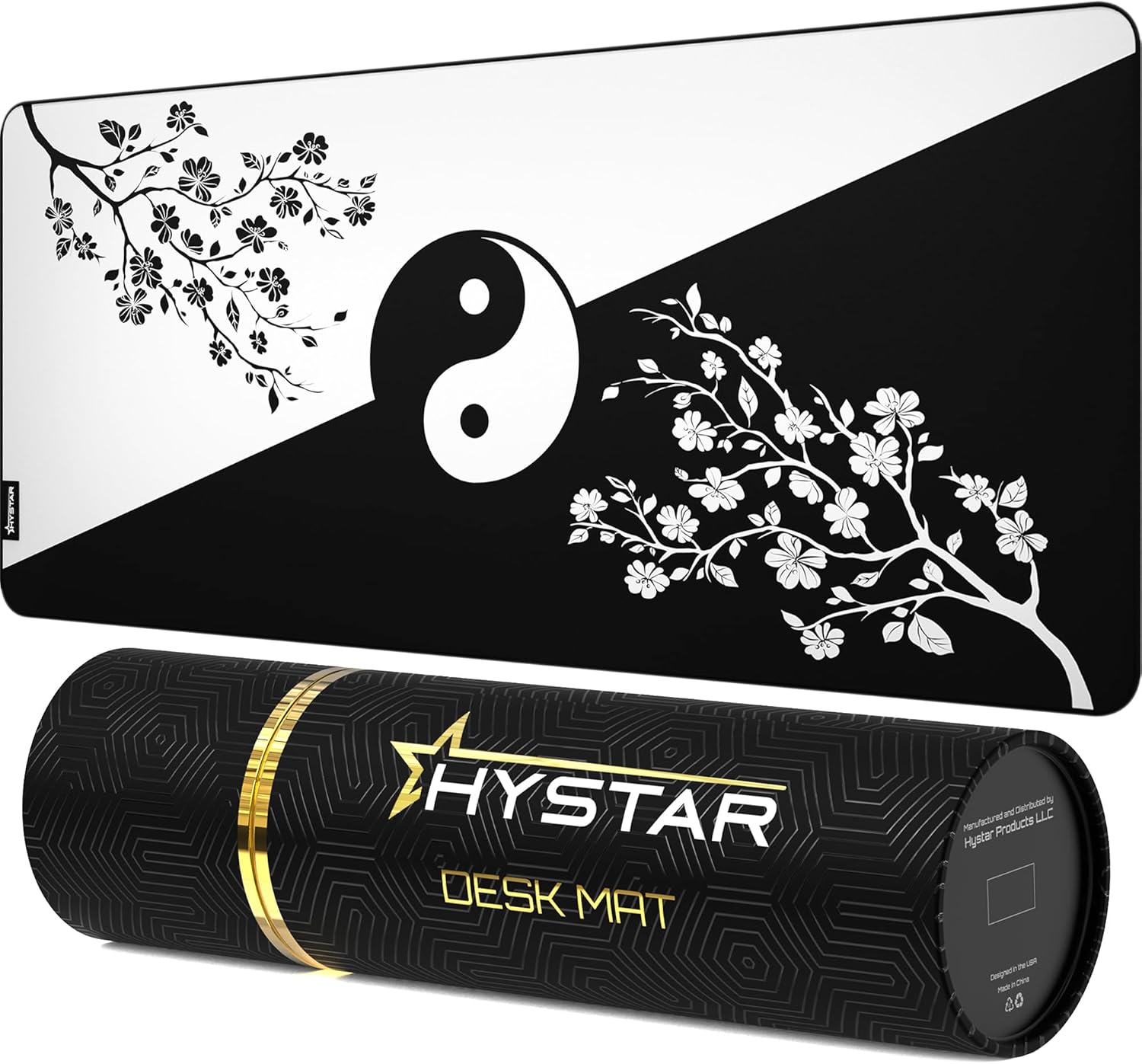 Hystar® Extended Gaming Mouse Pad | XXXL 45" x 20" | 5mm Thick, Waterproof Surface, Smooth Polyester Fabric, and Natural Rubber Base | Yin Yang
