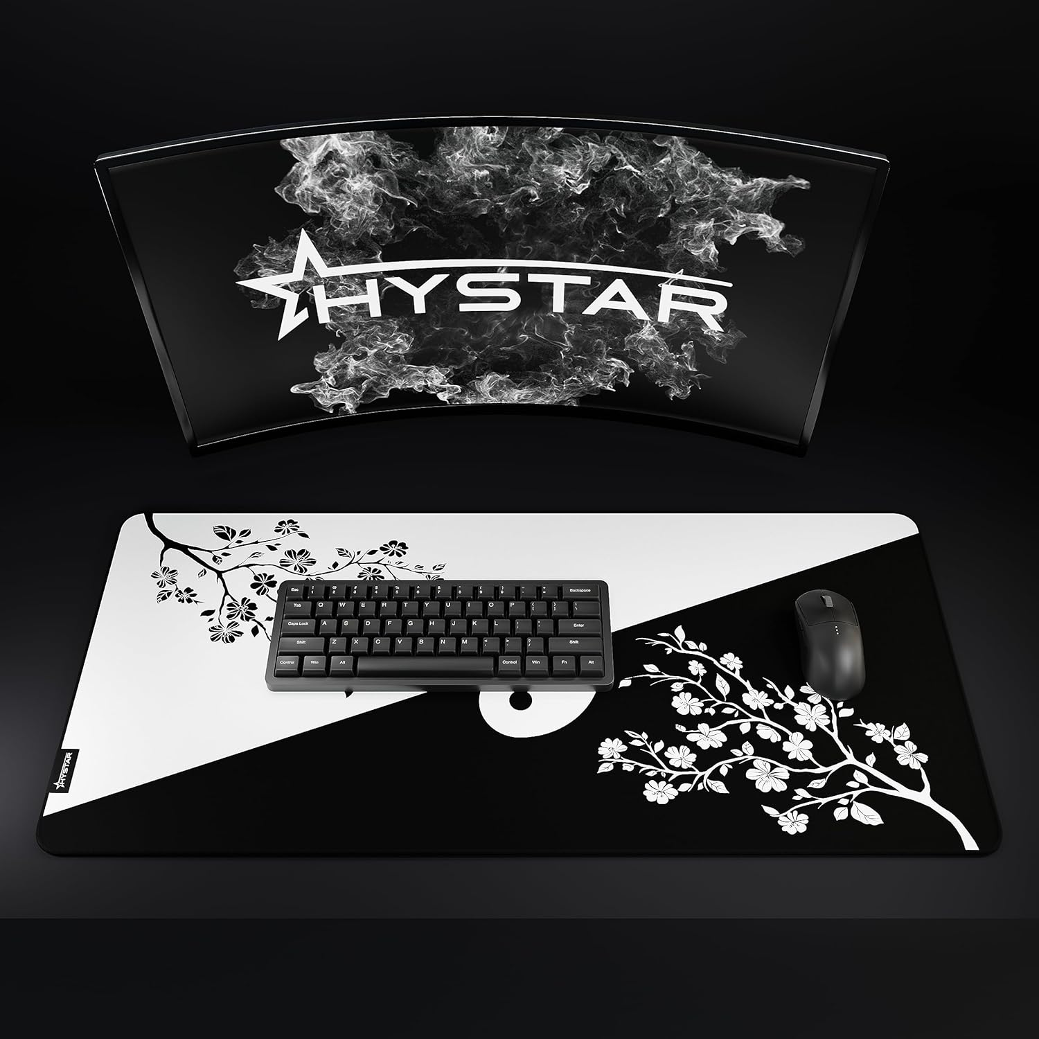 Hystar® Extended Gaming Mouse Pad | XXXL 45" x 20" | 5mm Thick, Waterproof Surface, Smooth Polyester Fabric, and Natural Rubber Base | Yin Yang - Image 6