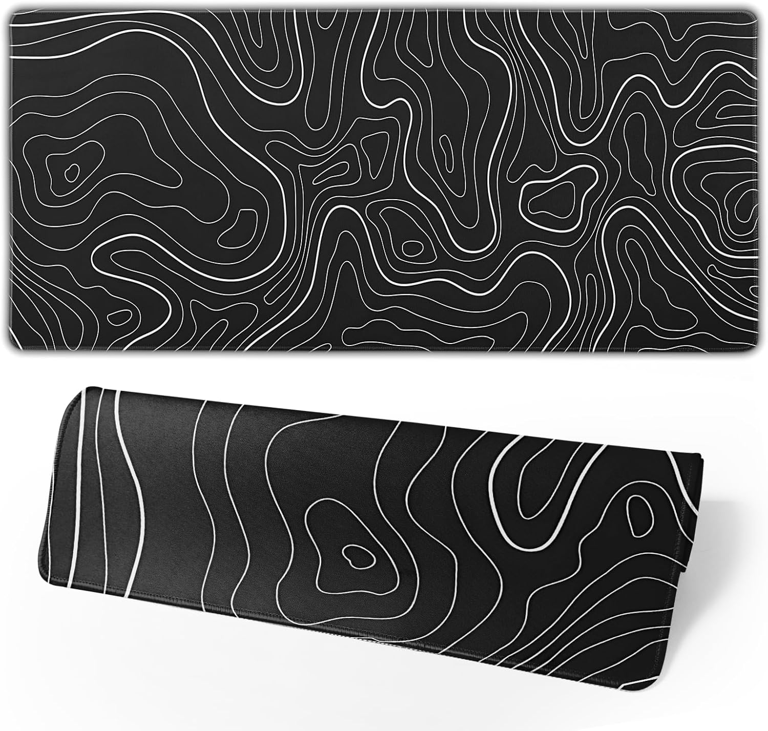 Japanese Gaming Mouse Pad Black Mouse Pad Kanagawa Large Mousepad Non-Slip Rubber Base Waterproof with Stitched Edges for Gaming Office Home, 31.5x11.8 Inch (Black Wave) - Image 26