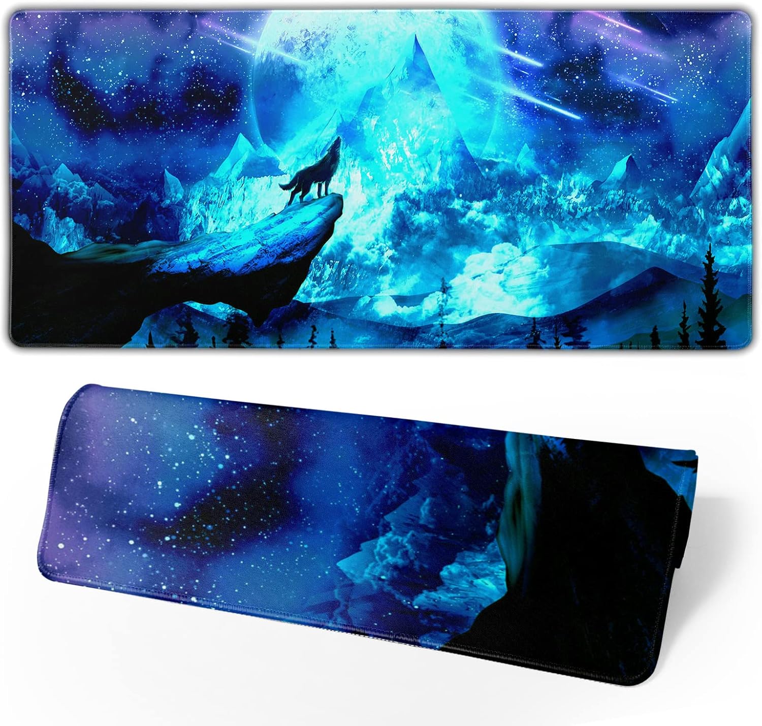Japanese Gaming Mouse Pad Black Mouse Pad Kanagawa Large Mousepad Non-Slip Rubber Base Waterproof with Stitched Edges for Gaming Office Home, 31.5x11.8 Inch (Black Wave) - Image 9