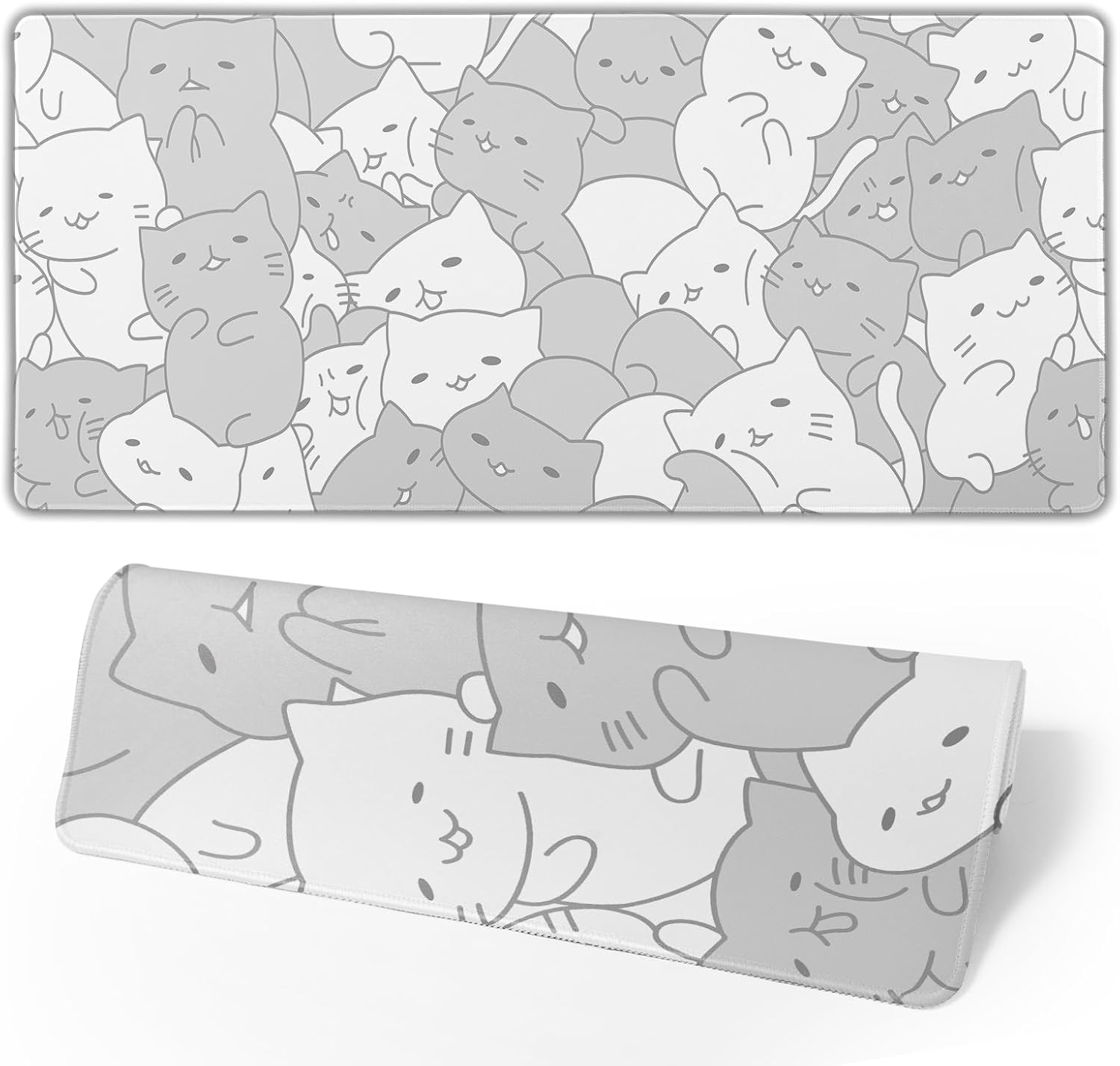 Japanese Gaming Mouse Pad Black Mouse Pad Kanagawa Large Mousepad Non-Slip Rubber Base Waterproof with Stitched Edges for Gaming Office Home, 31.5x11.8 Inch (Black Wave) - Image 20