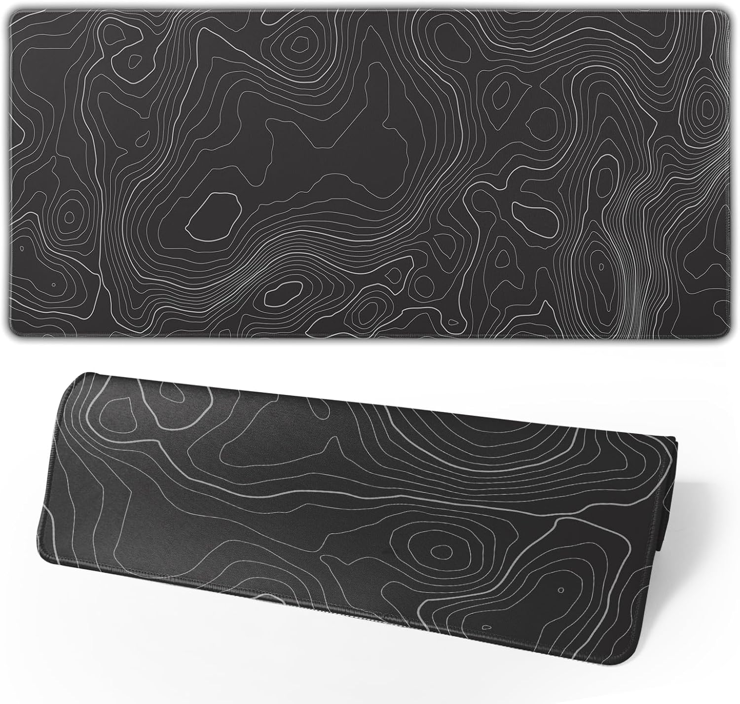 Japanese Gaming Mouse Pad Black Mouse Pad Kanagawa Large Mousepad Non-Slip Rubber Base Waterproof with Stitched Edges for Gaming Office Home, 31.5x11.8 Inch (Black Wave) - Image 19
