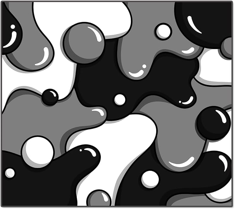 KRAKEN KEYBOARDS XL Glass Mouse Pad - DRIP Edition Black & White Glass Gaming Mouse Pad - Professional Artisan Mouse Mat Provides Improved Precision and Speed - Extra Large 18" x 16" (Stealth)