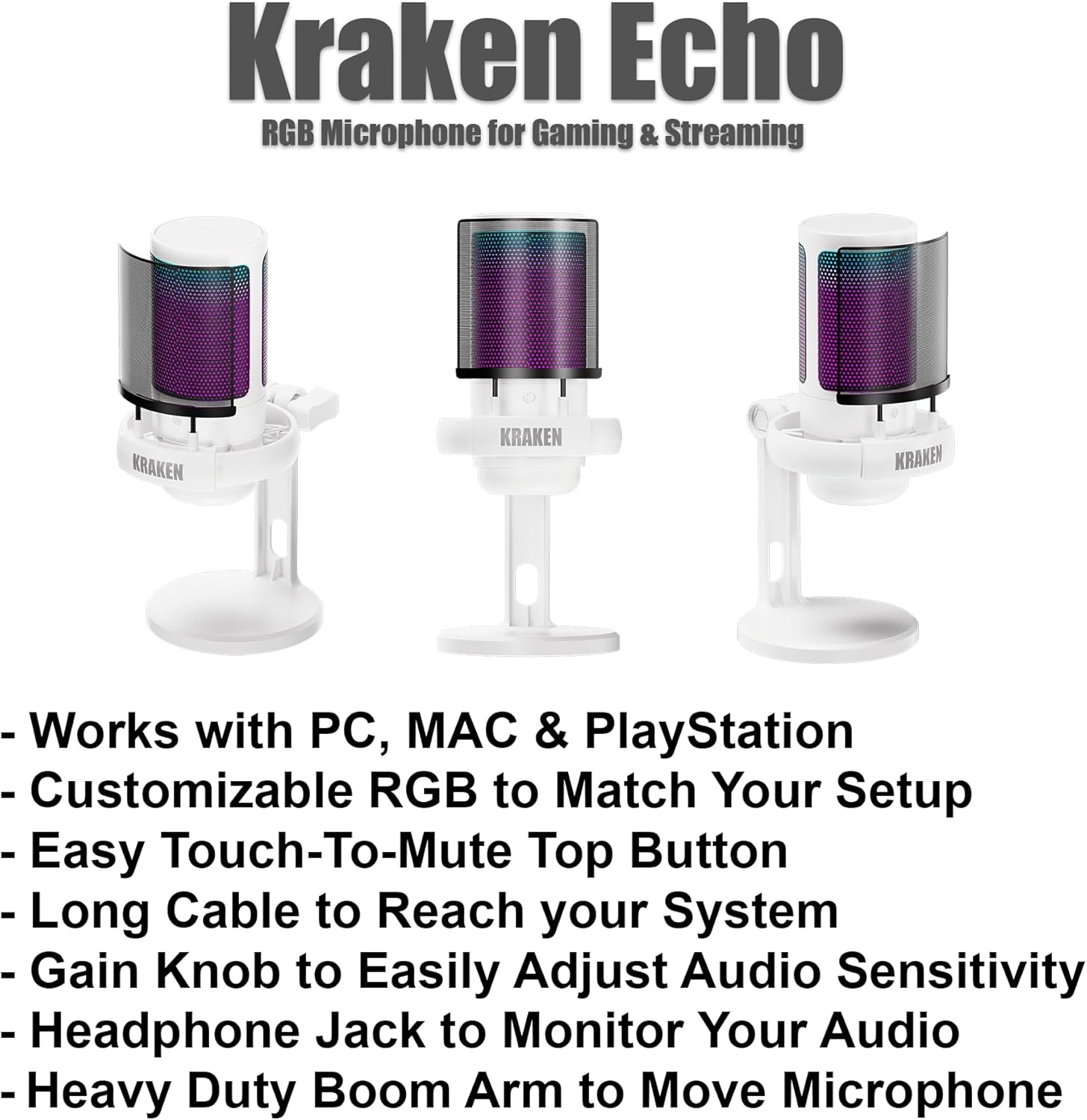 Kraken XXL Drip Pink & White Mouse Pad Gaming Mousepad + Kraken Echo RGB Gaming Microphone - Image 4