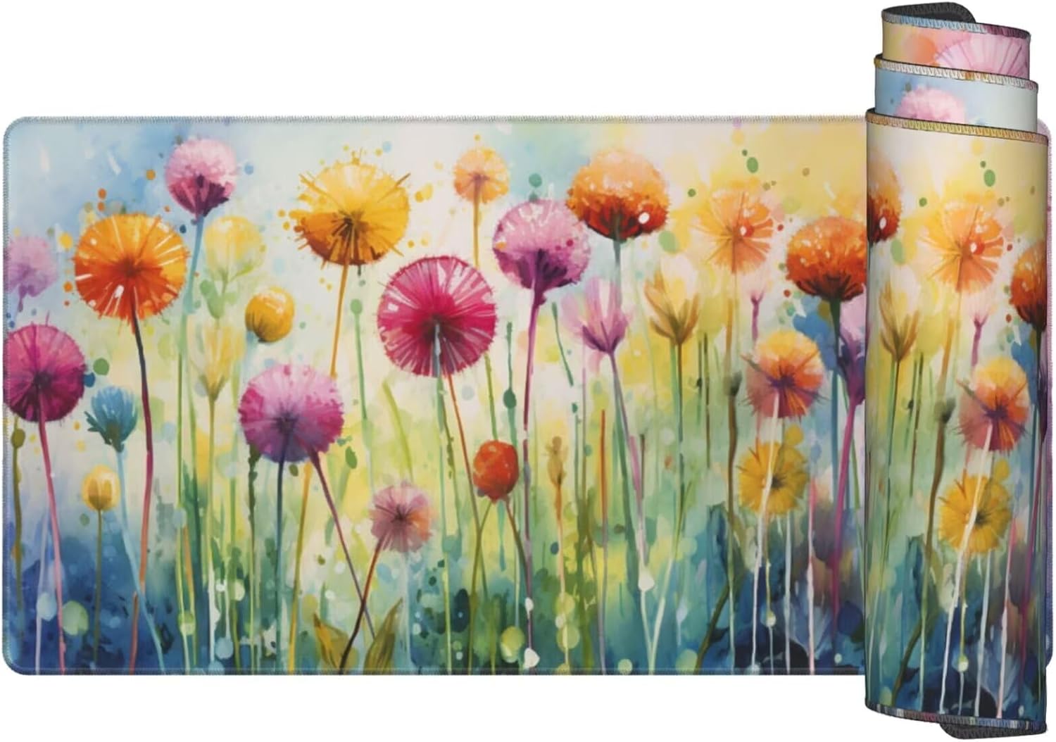 Large Mouse Pad 39.4x19.7 inch, Dandelion Mouse Pad with Non-Slip Rubber Base, Colourful Mousepad Desk Mat with Stitched Edges, Gaming Mousepad Waterproof Desk Mat for Keyboard, Office Supplies Q987