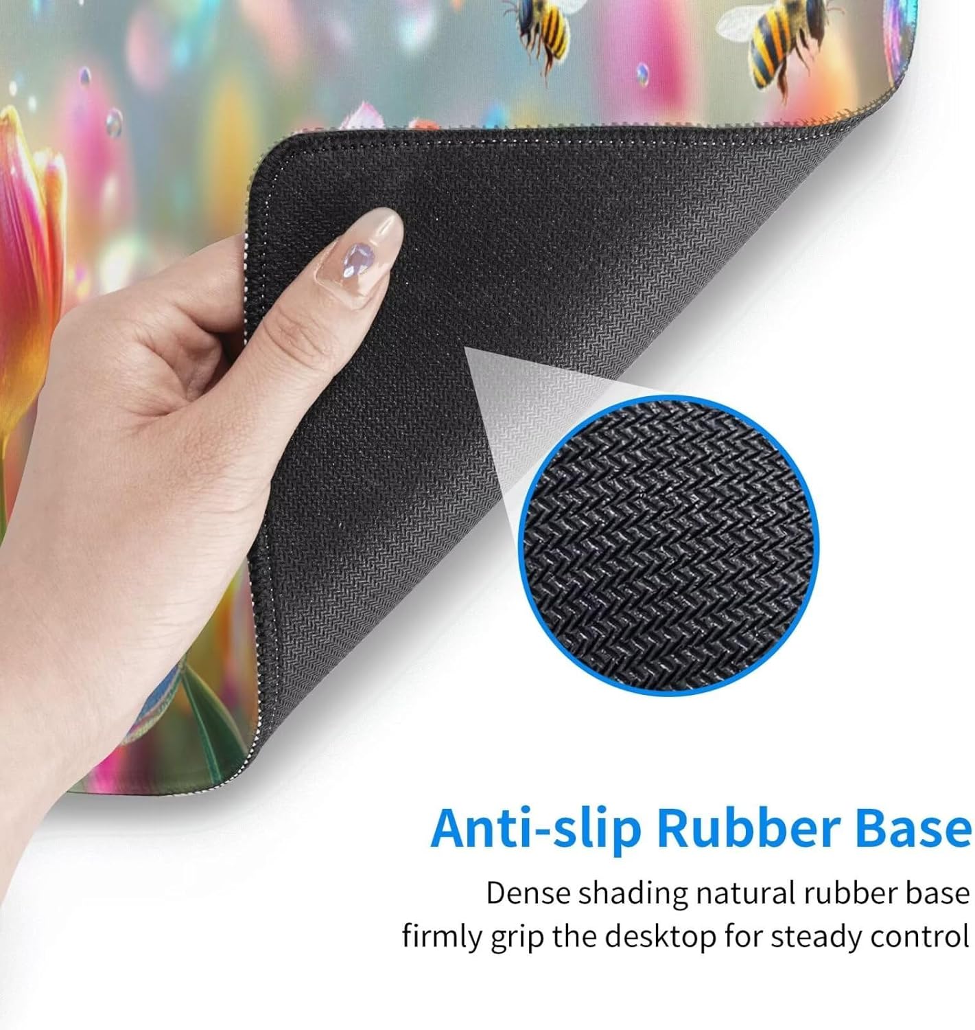 Large Mouse Pad 47.2x23.6 inch, Tulip Mouse Pad with Non-Slip Rubber Base, Mystery Mousepad Desk Mat with Stitched Edges, Gaming Mousepad Waterproof Desk Mat for Keyboard, Office Computer, Home Q639 - Image 7