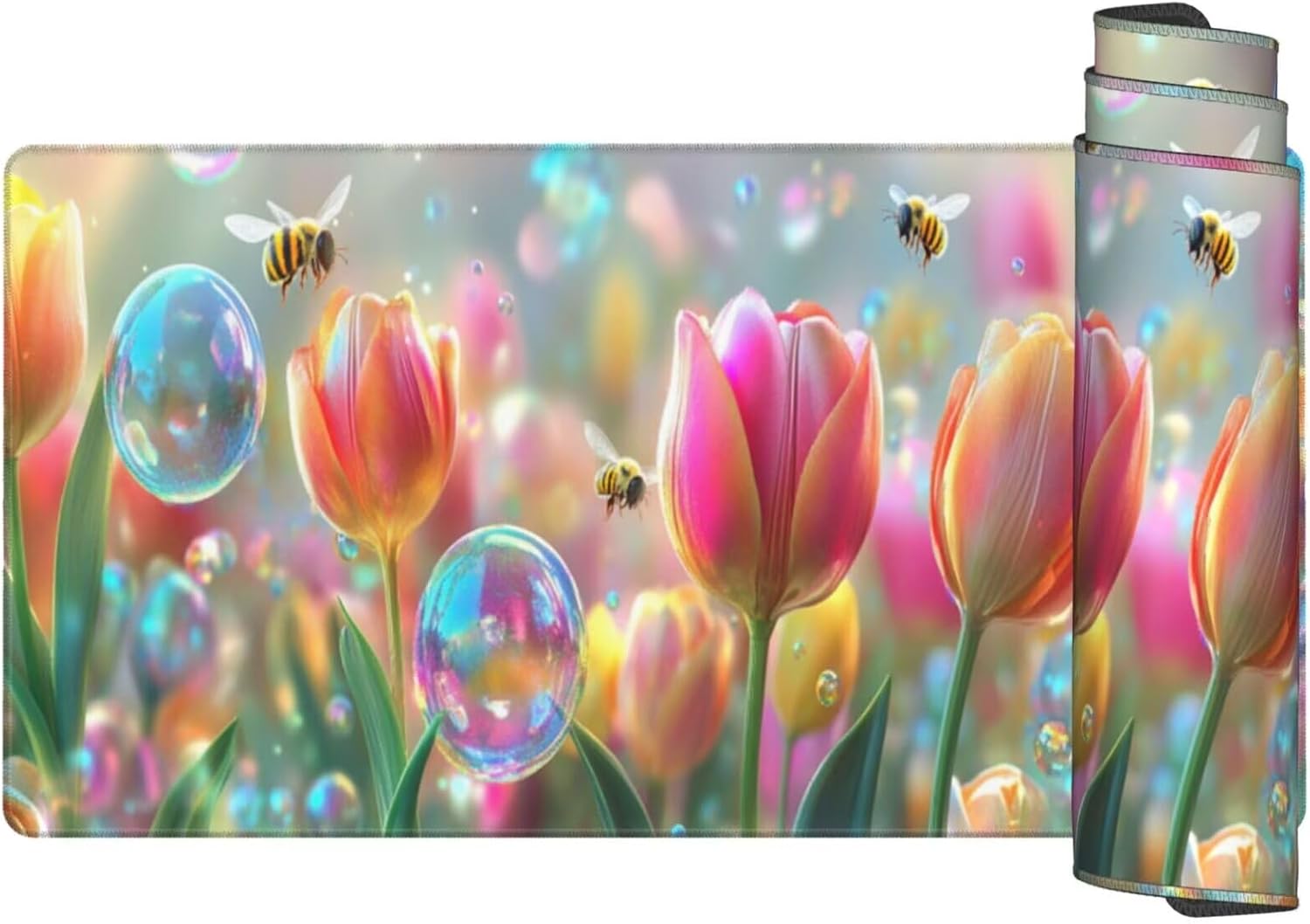 Large Mouse Pad 47.2x23.6 inch, Tulip Mouse Pad with Non-Slip Rubber Base, Mystery Mousepad Desk Mat with Stitched Edges, Gaming Mousepad Waterproof Desk Mat for Keyboard, Office Computer, Home Q639