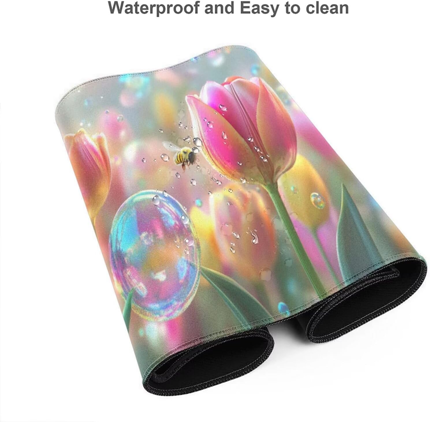 Large Mouse Pad 47.2x23.6 inch, Tulip Mouse Pad with Non-Slip Rubber Base, Mystery Mousepad Desk Mat with Stitched Edges, Gaming Mousepad Waterproof Desk Mat for Keyboard, Office Computer, Home Q639 - Image 5