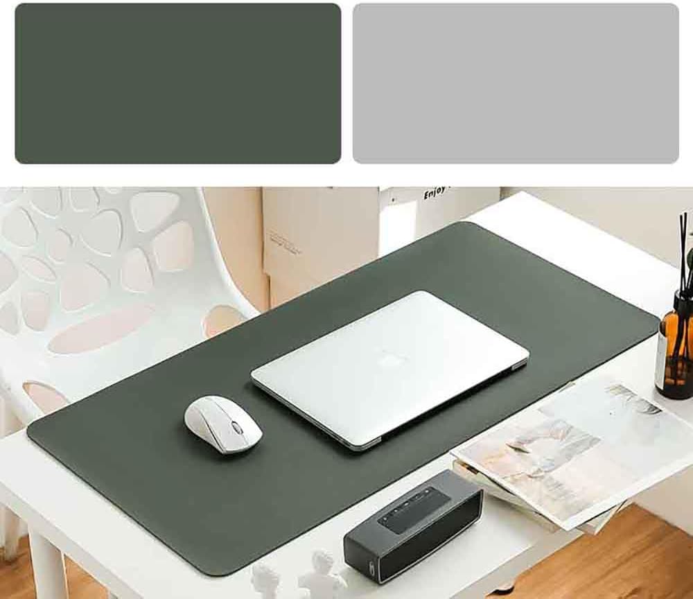 Leather Mouse Pad Work Mat Rustic Leather Mouse Pad Wood Mouse Pad, Waterproof Gaming Mouse Pad Mat for Computers, Laptop, Office Home (Blue Silver,40x60cm) - Image 6