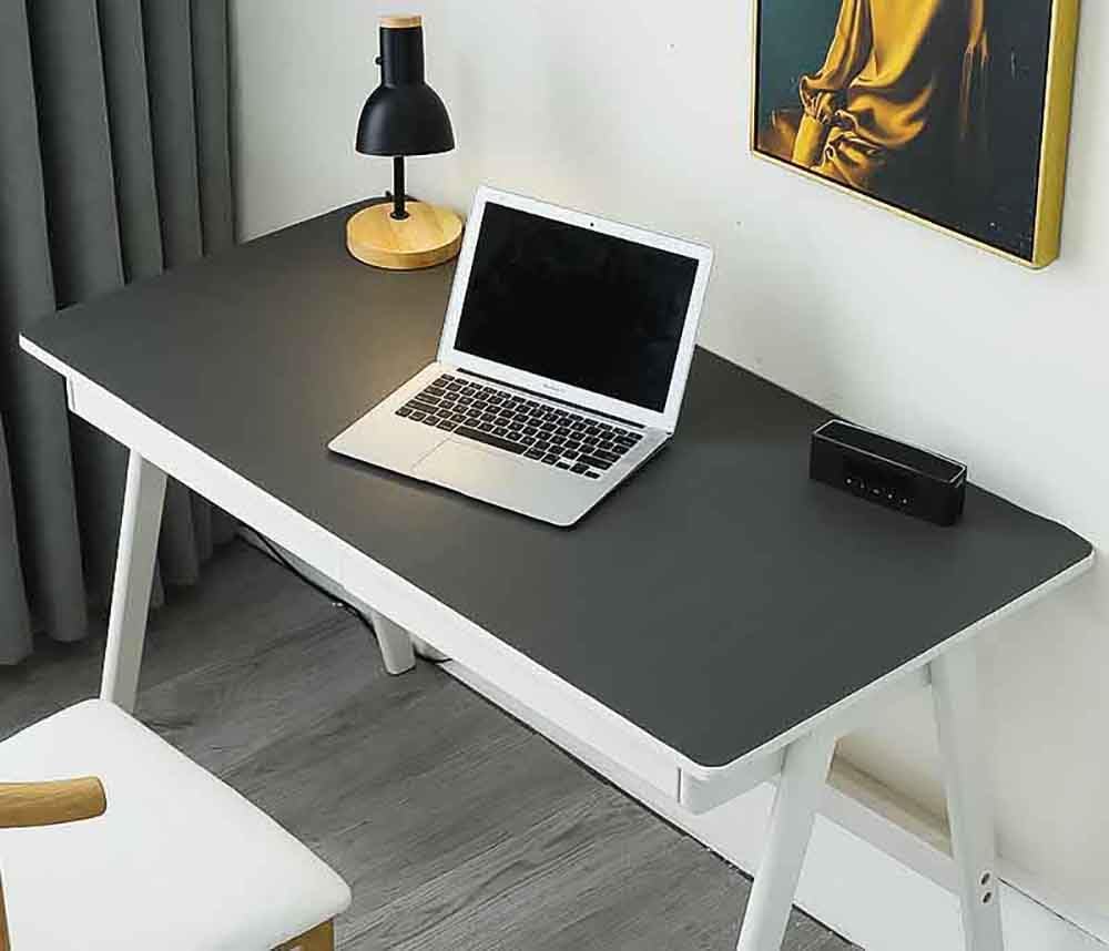 Leather Mouse Pad Work Mat Rustic Leather Mouse Pad Wood Mouse Pad, Waterproof Gaming Mouse Pad Mat for Computers, Laptop, Office Home (Blue Silver,40x60cm) - Image 5