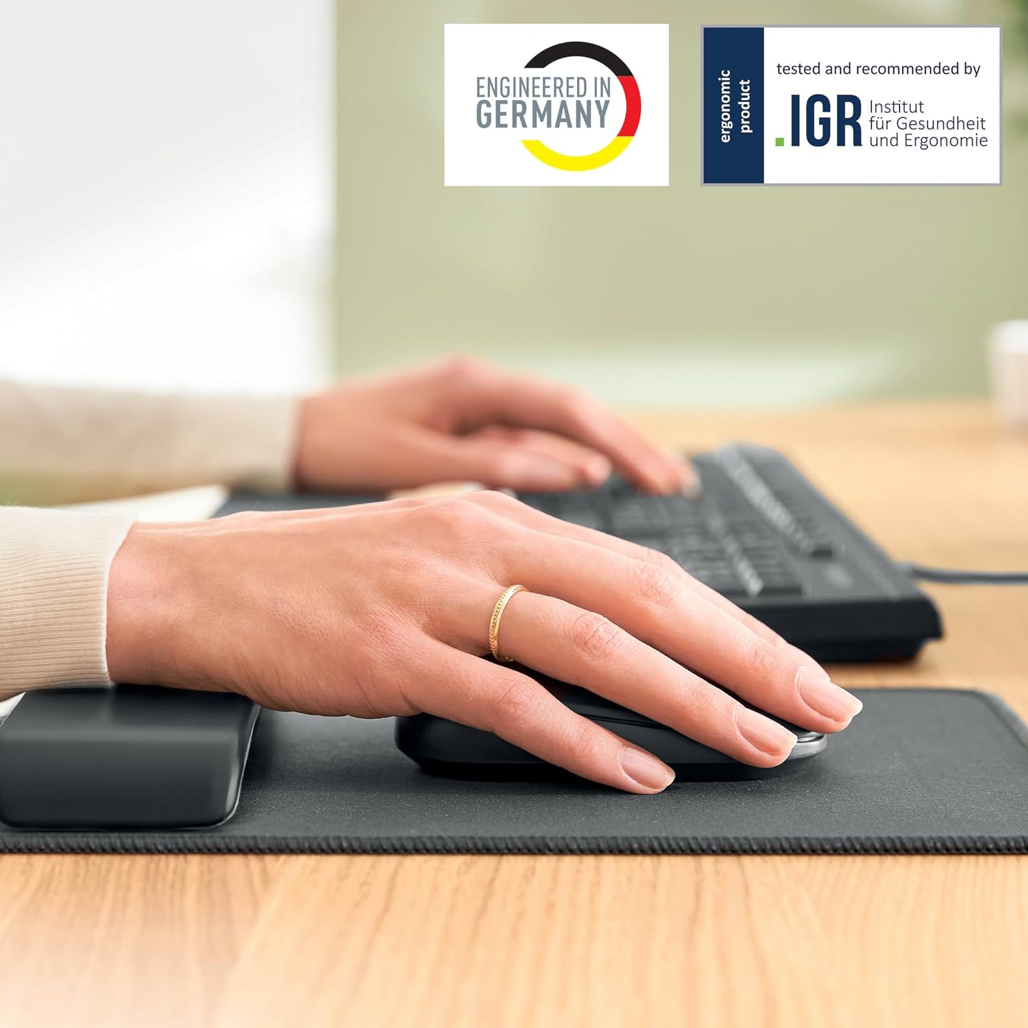 Leitz Ergo 65170089 Mouse Mat with Adjustable Wrist Rest, Two Height Settings, Improves Posture & Blood Circulation, Computer Mouse Pad, Ergo Series, Velvet Grey\/White - Image 5